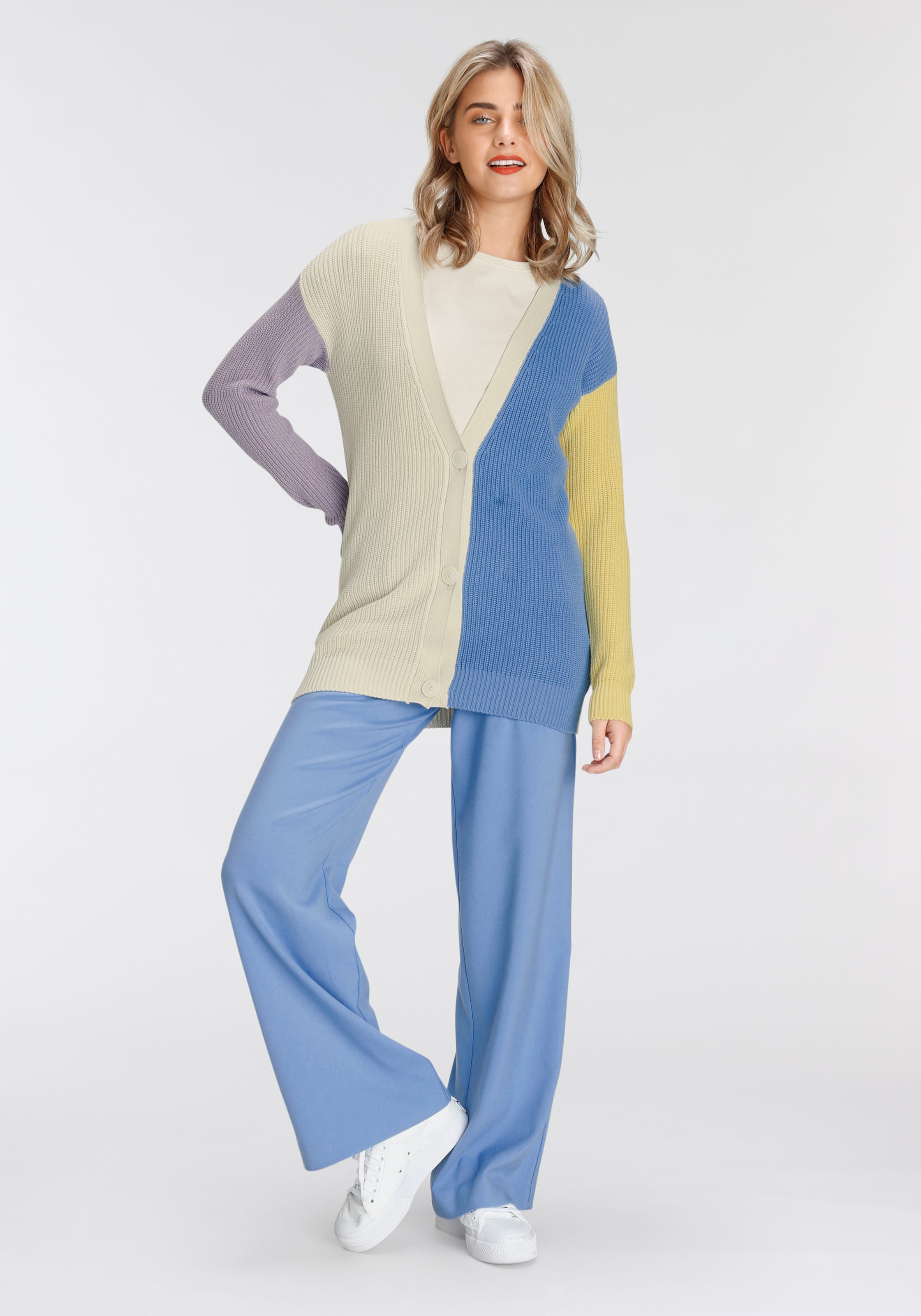 AJC Cardigan, im farbigen Colourblocking
