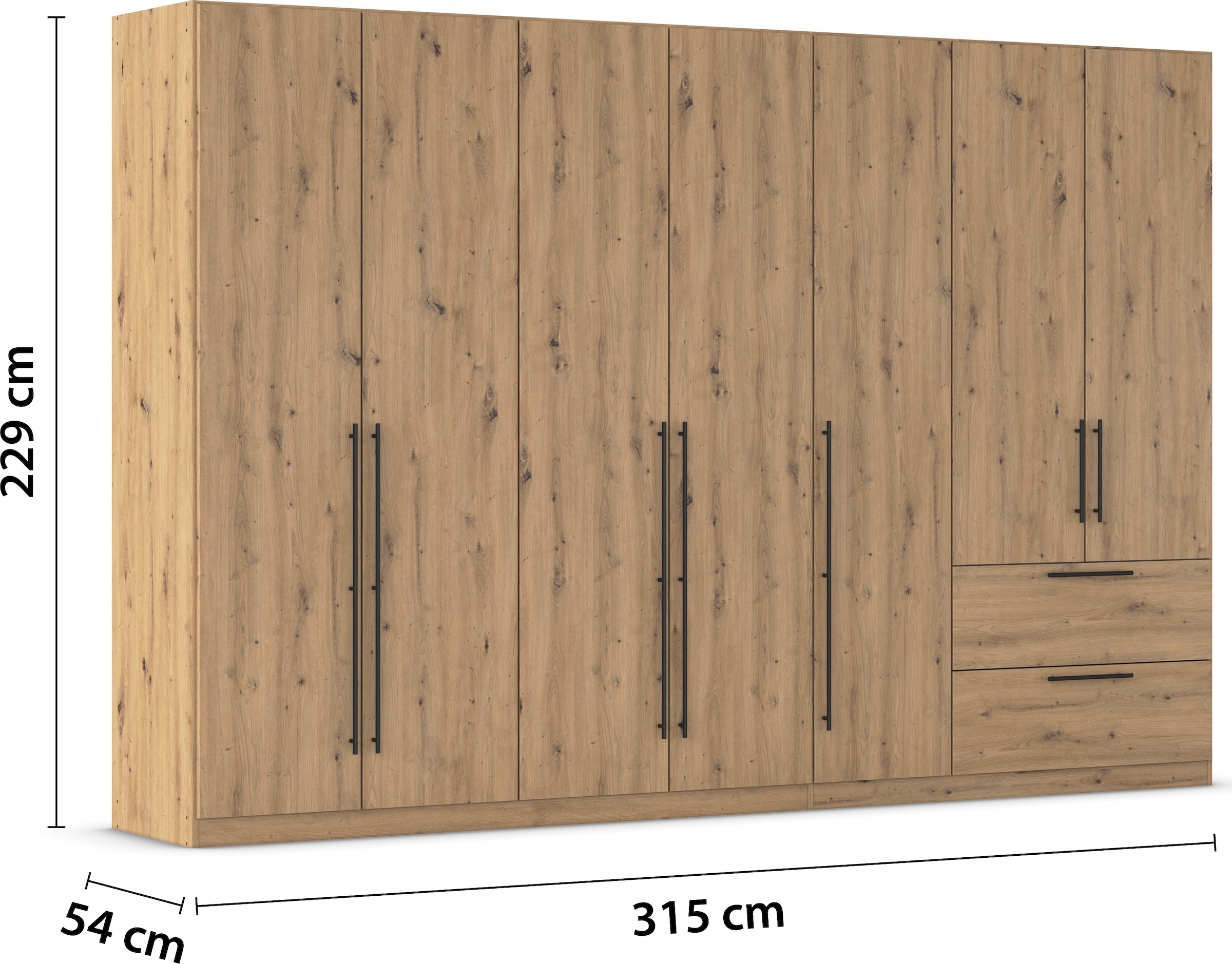 rauch Kleiderschrank »Drehtürenschrank Schrank Garderobe Wäscheschrank Schlafzimmer AVOLA«, (in 3 verschiedenen Ausstattungen BASIC/CLASSIC/PREMIUM), mit hochwertigen Stangengriffen aus Metall in Schwarz MADE IN GERMANY
