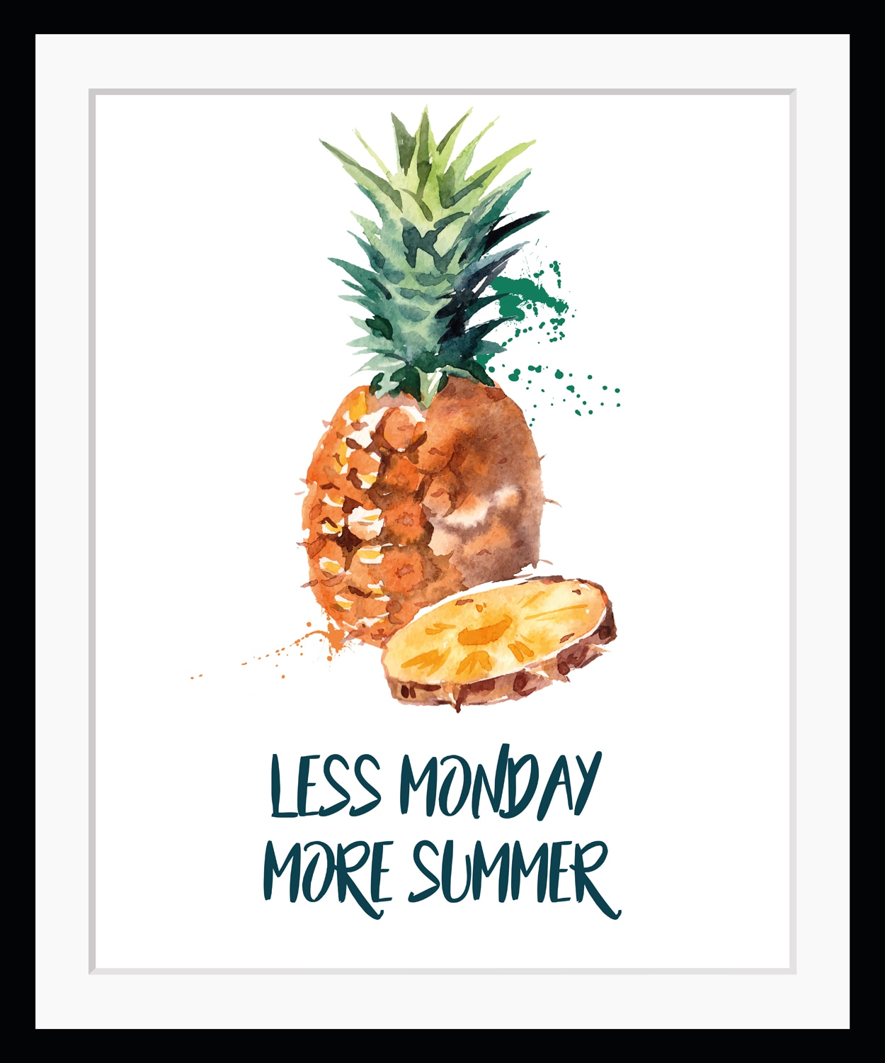 queence Bild »LESS MONDAY MORE SUMMER«, Ananas, Schriftzug, Ananas, gerahmt günstig online kaufen