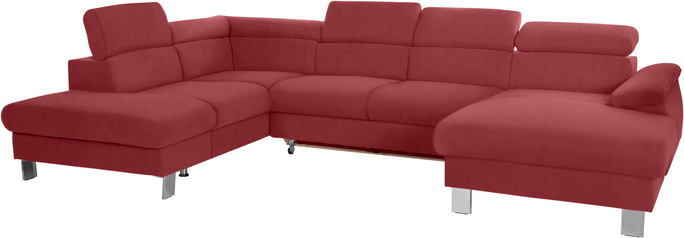 COTTA Wohnlandschaft »Komaris U-Form, in Echtleder Pampas Madras, B: 320 cm« mit Kopfteilverstellung, optional Schlaffunktion, Bettkasten & Licht