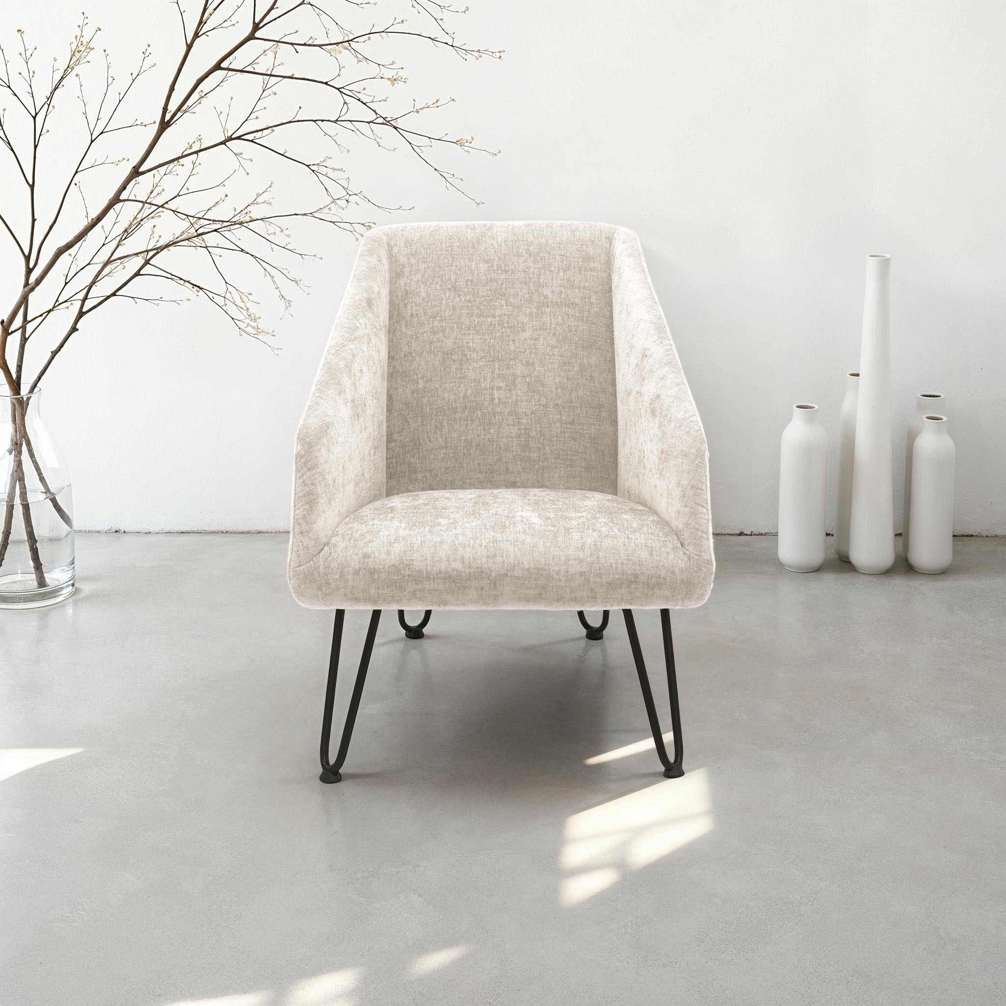 DOMO collection Sessel »Delft Loungesessel, Hairpin Legs, Retro, Metallbein günstig online kaufen