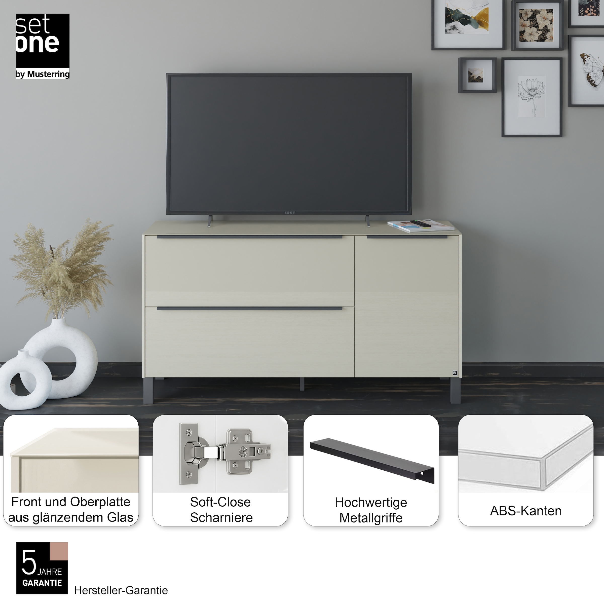 set one by Musterring Lowboard »Reno« 1 Stk. tlg. Mit Vierkantfuß in diversen Farben, 75 cm Höhe & Farbauswahl