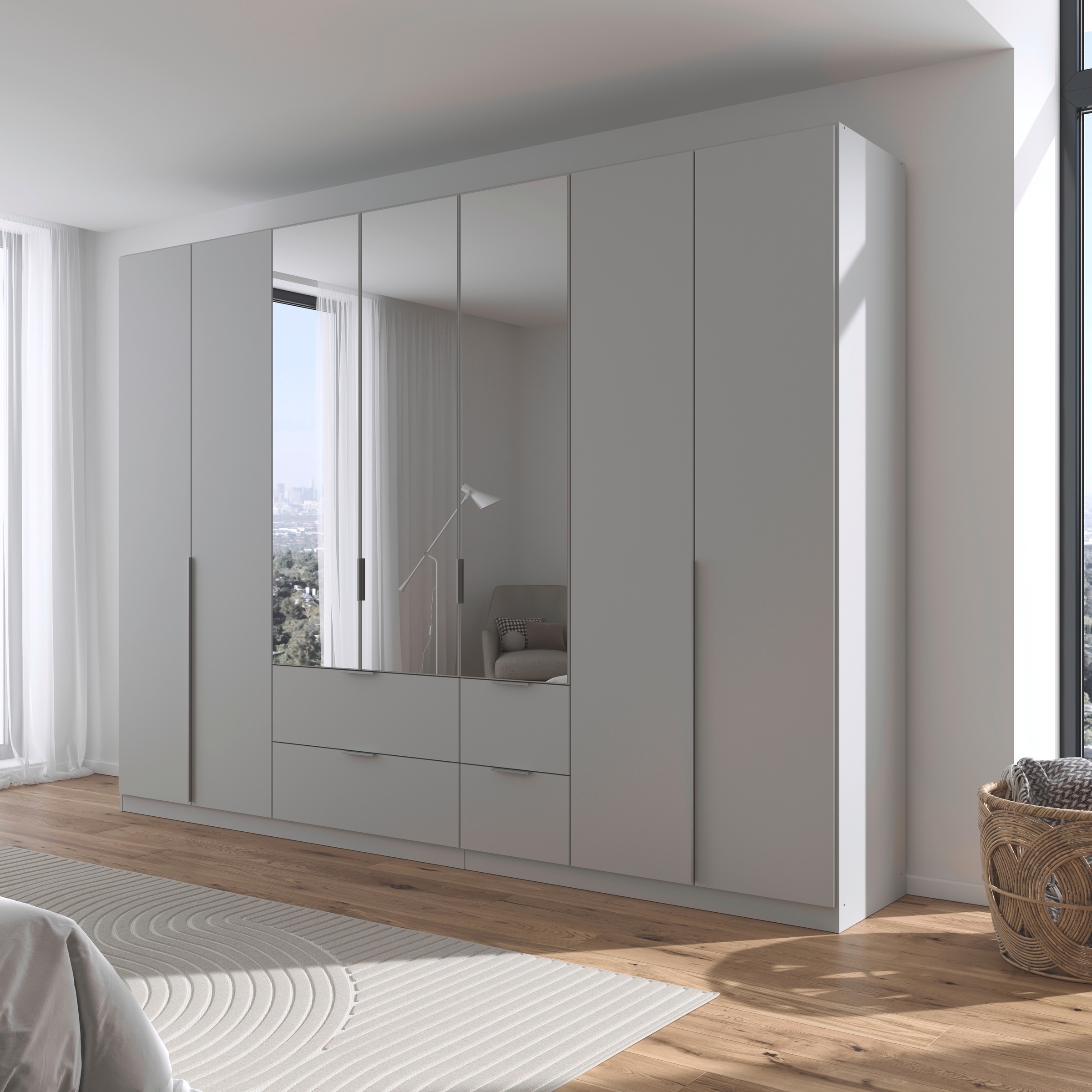 rauch Drehtürenschrank »Kleiderschrank Schrank Garderobe AGORDO mit Dekor- oder Hochglanzfront«, mit Außenschubkästen, in 6 Breiten und 2 Höhen MADE IN GERMANY