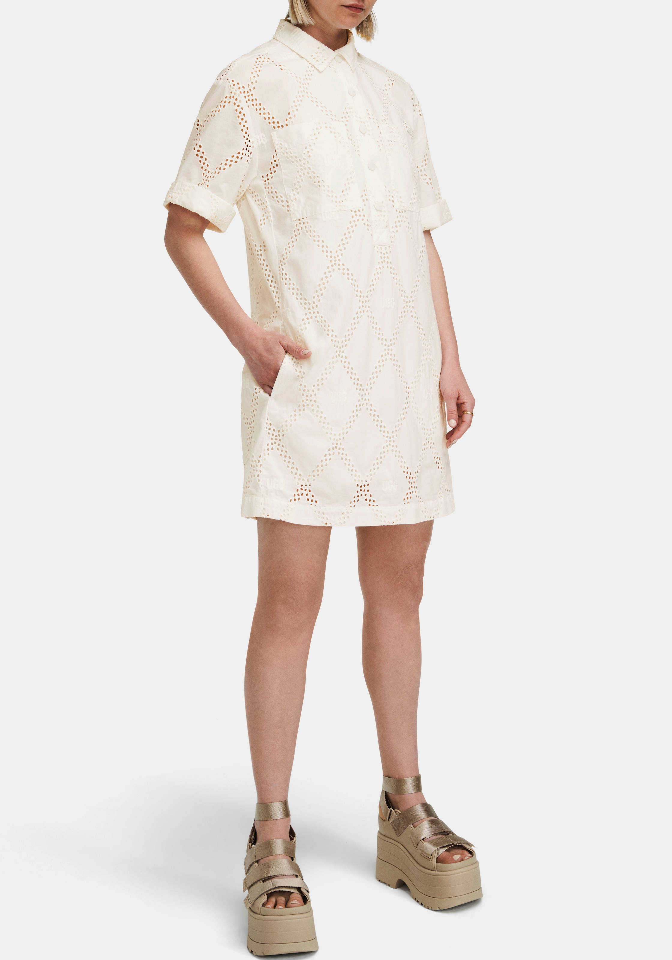 UGG Blusenkleid »Inya Dress UGGEyelet«, Mit Rundhalsausschnitt