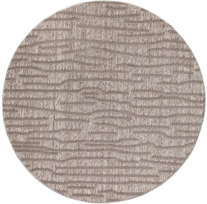 Carpet City Teppich »In-& Outdoorteppich Santorini 450, 3D-Effekt, Gestreift«, rund, 5 mm Höhe, Wetterfest & UV-beständig für Terrasse, Balkon, Küche, Flur
