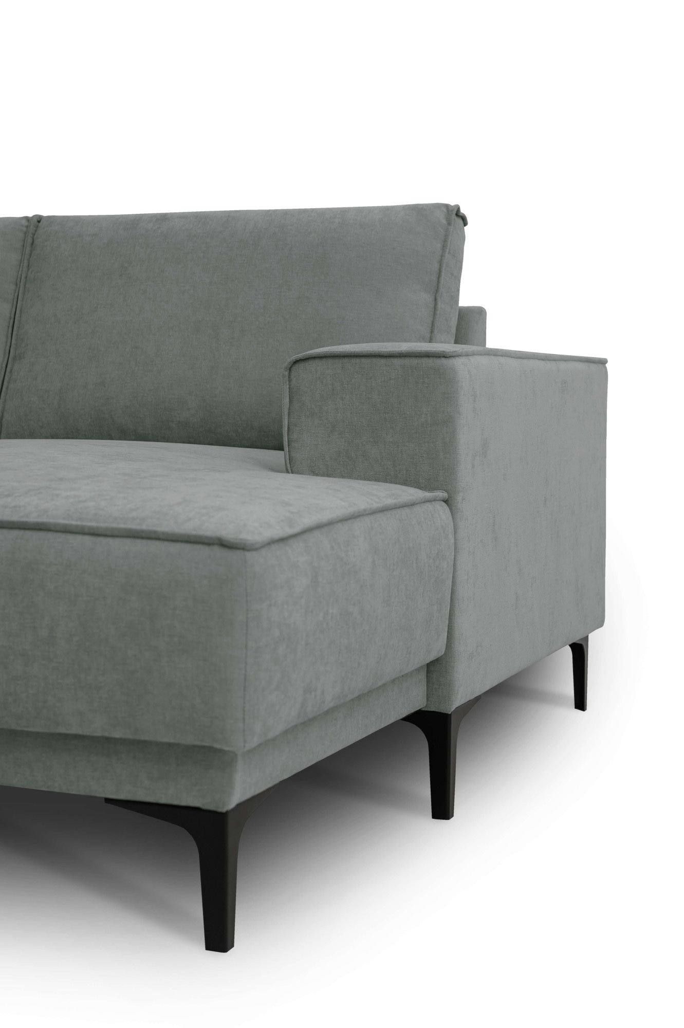 Places of Style Wohnlandschaft »XXL Sofa Oland, Struktur, Flachgewebe, Luxus-Microfaser, Boucle«, U-Form, 342 cm, Wellenunterfederung, Skandi-Design, Metallfüße