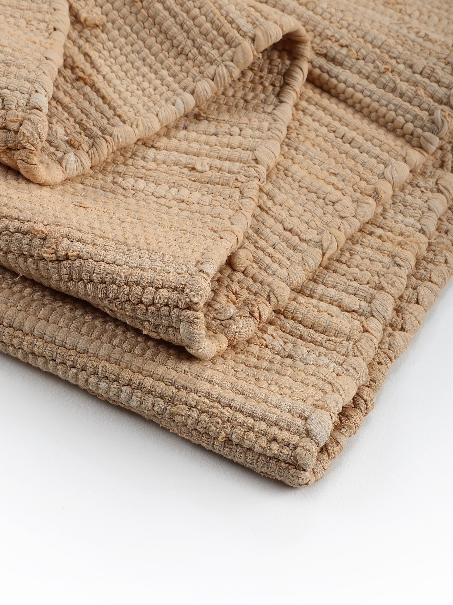 carpetfine Teppich »Kelim Chindi uni«, rechteckig, 5 mm Höhe, Wendeteppich, reine Baumwolle, handgewebt, Uni-Farben, mit Fransen