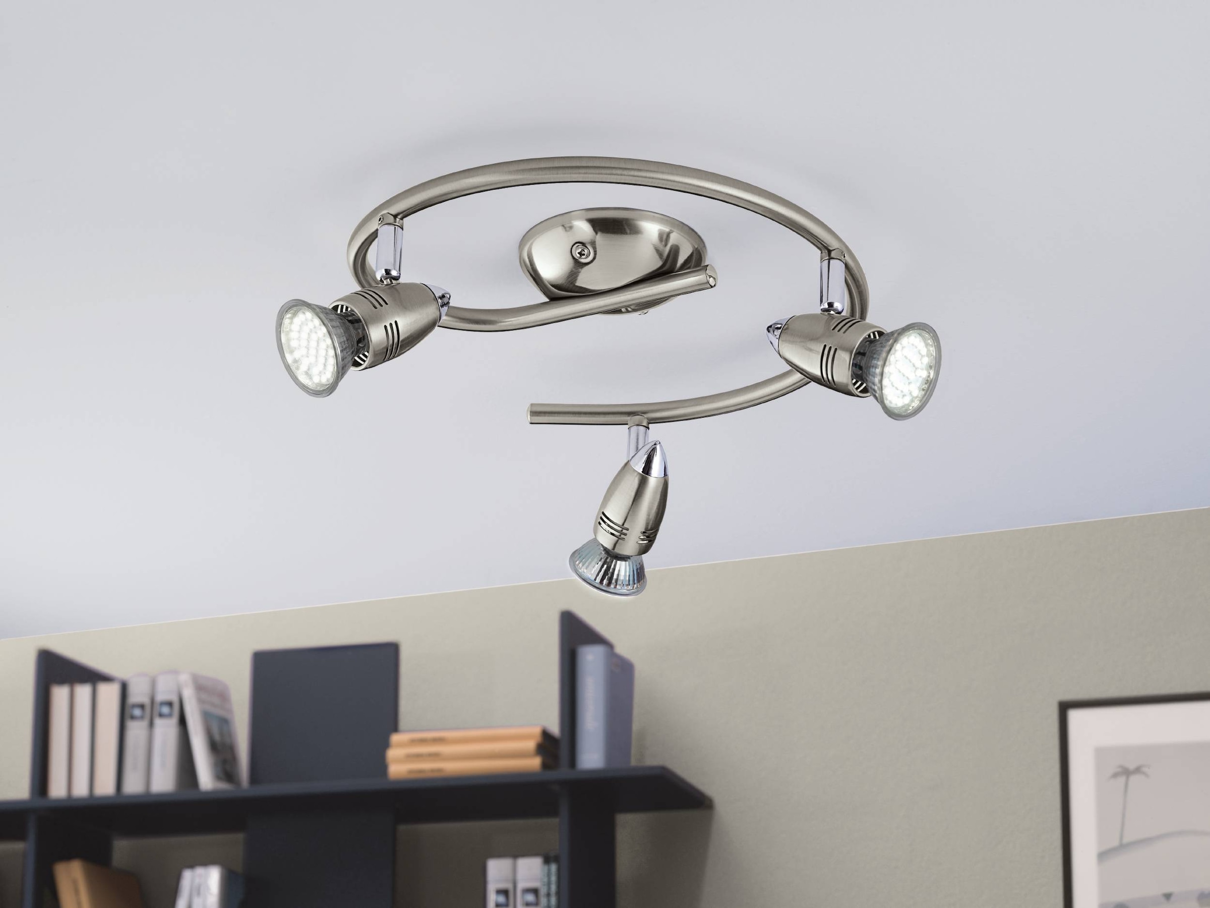 EGLO Deckenleuchte »Magnum-LED Deckenlampe, Deckenstrahler, Wohnzimmerlampe, Metall, GU10« GU10 1 Stk. Warmweiß Spot - L25,5 x H29,5 cm - nickel-matt, chrom - 3X2,8W inkl.