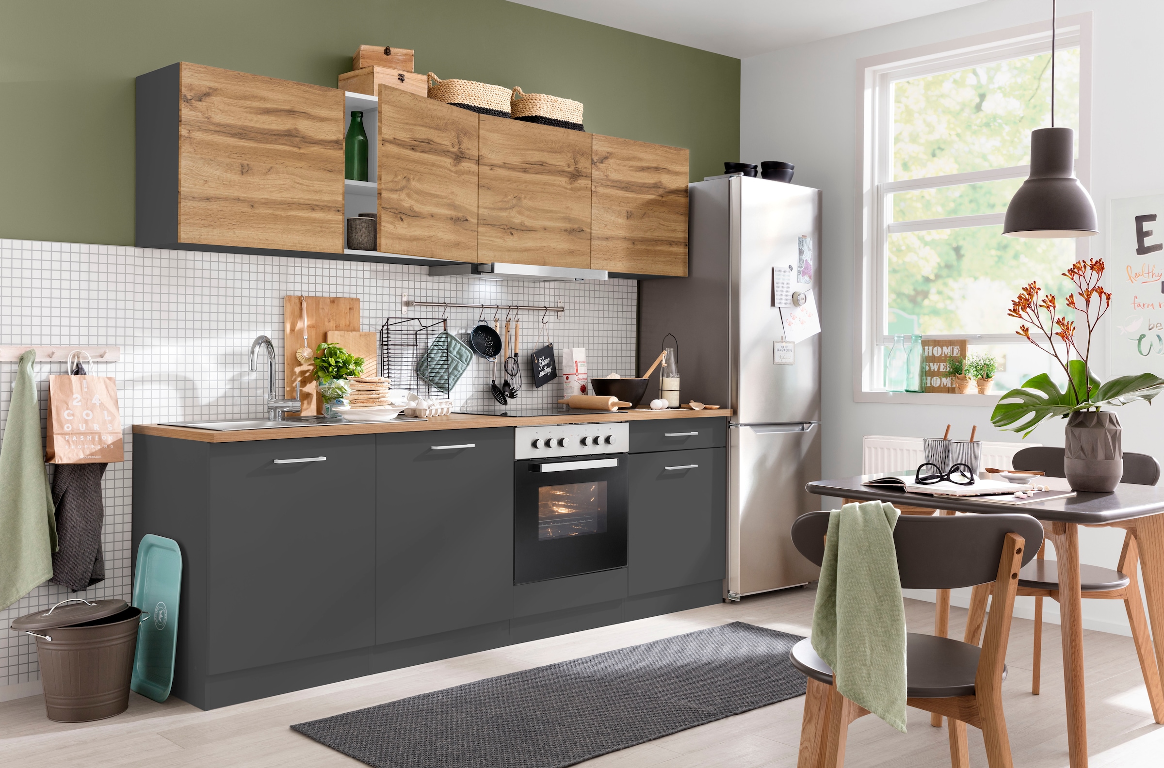 KOCHSTATION Küchenzeile »KS-Kehl«, mit E-Geräten, Breite 240 cm