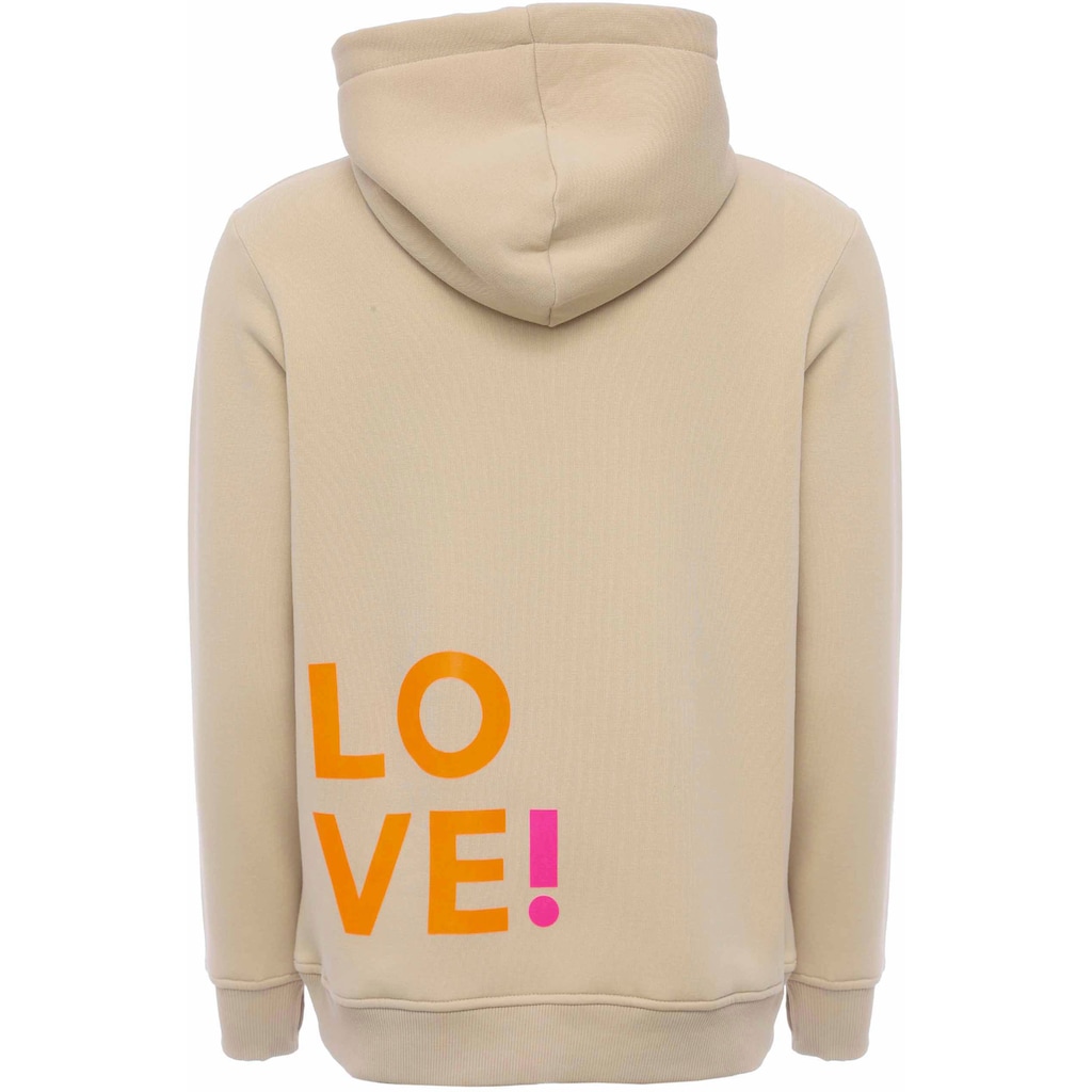 Zwillingsherz Kapuzensweatshirt, mit Aufschrift "LOVE" in Neon