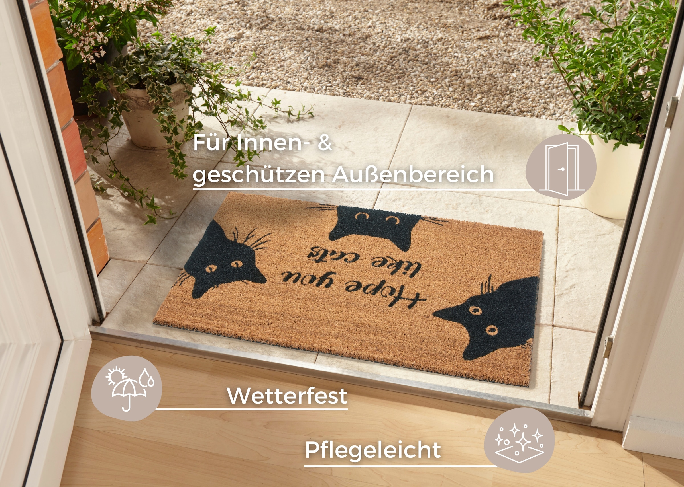 HANSE Home Fußmatte »Mix Mats Kokos Cat Fan«, rechteckig, 15 mm Höhe, Kokos, Schmutzfangmatte, Outdoor, Rutschfest, Innen, Kokosmatte, Flur