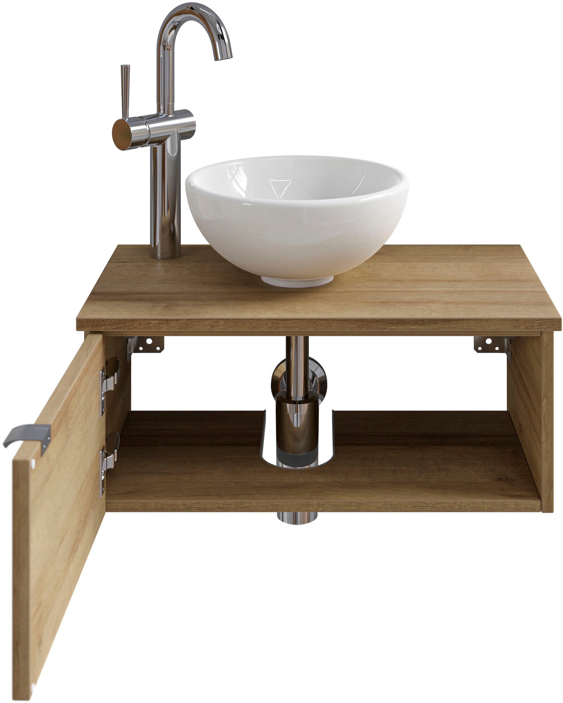 Saphir Waschtisch »Serie 6915 Waschschale mit Unterschrank für Gästebad, Gäste WC«, 61 cm breit, 1 Tür, offenes Fach, kleine Bäder, ohne Armatur