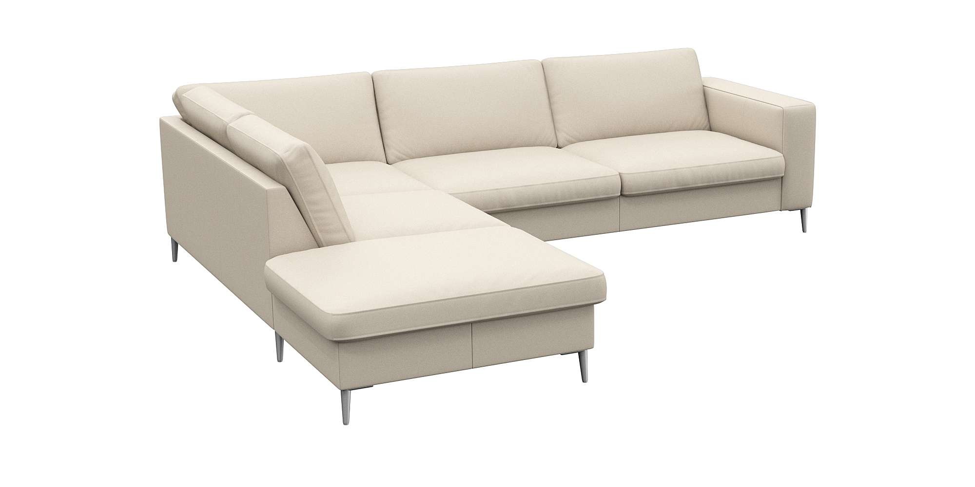 FLEXLUX Ecksofa »Fiore, super Sitzkomfort durch Kaltschaum im Sitz, L-Form«, breite Armlehnen, Füße Alu