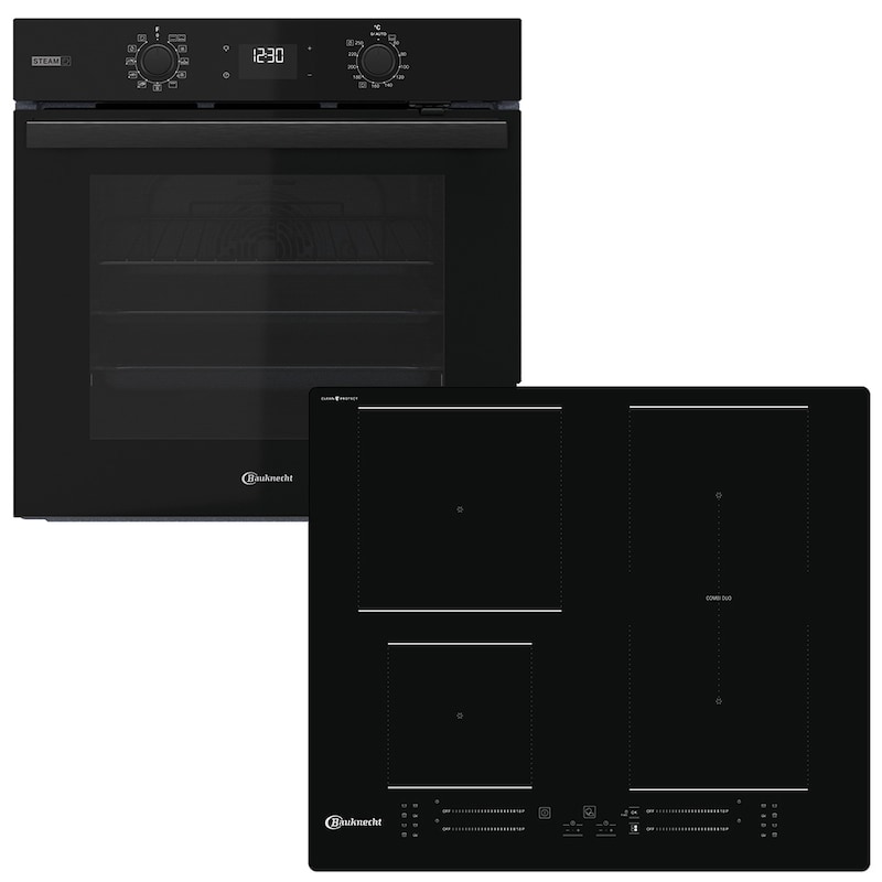 BAUKNECHT Backofen-Set »BAKO 820 Pyro Steam« mit 1-fach-Teleskopauszug Set, 2 Stk. tlg. GentleSteam - für ein saftiges Inneres und ein knuspriges...