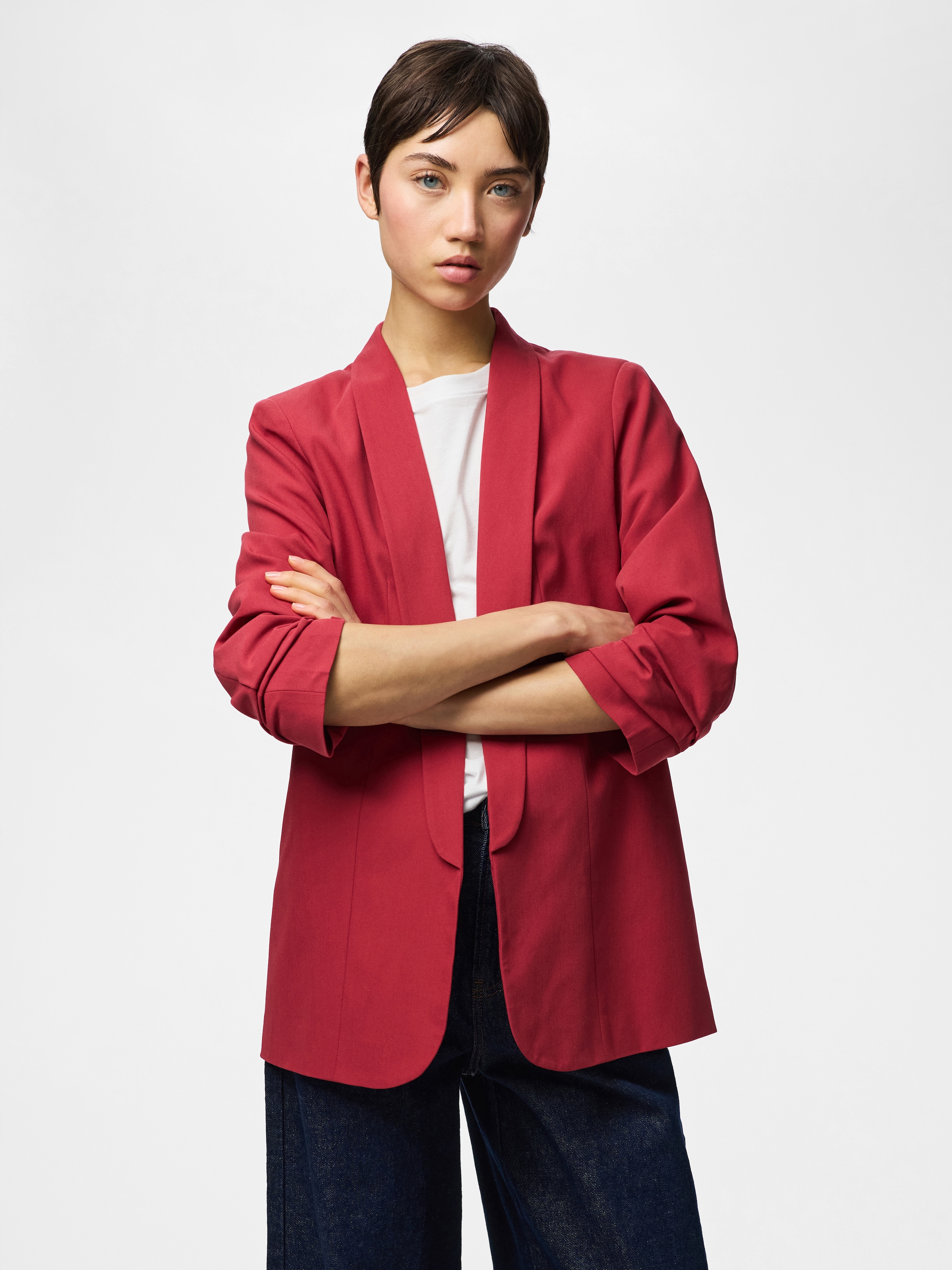pieces »PCBOSELLA 3/4 BLAZER NOOS« Materialmix, regular fit