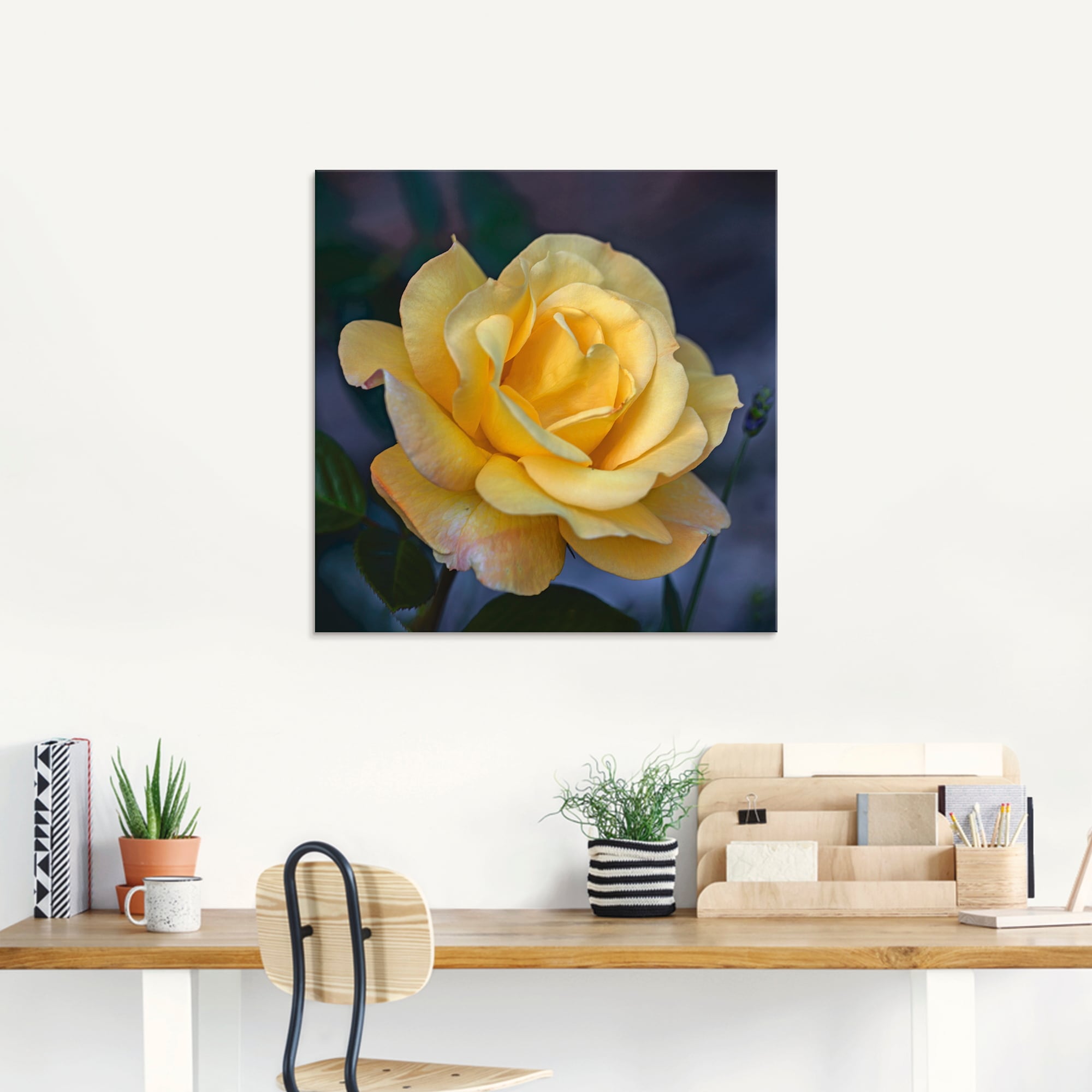 Artland Glasbild »Gelbe Rose«, Blumen, (1 St.), in verschiedenen Größen