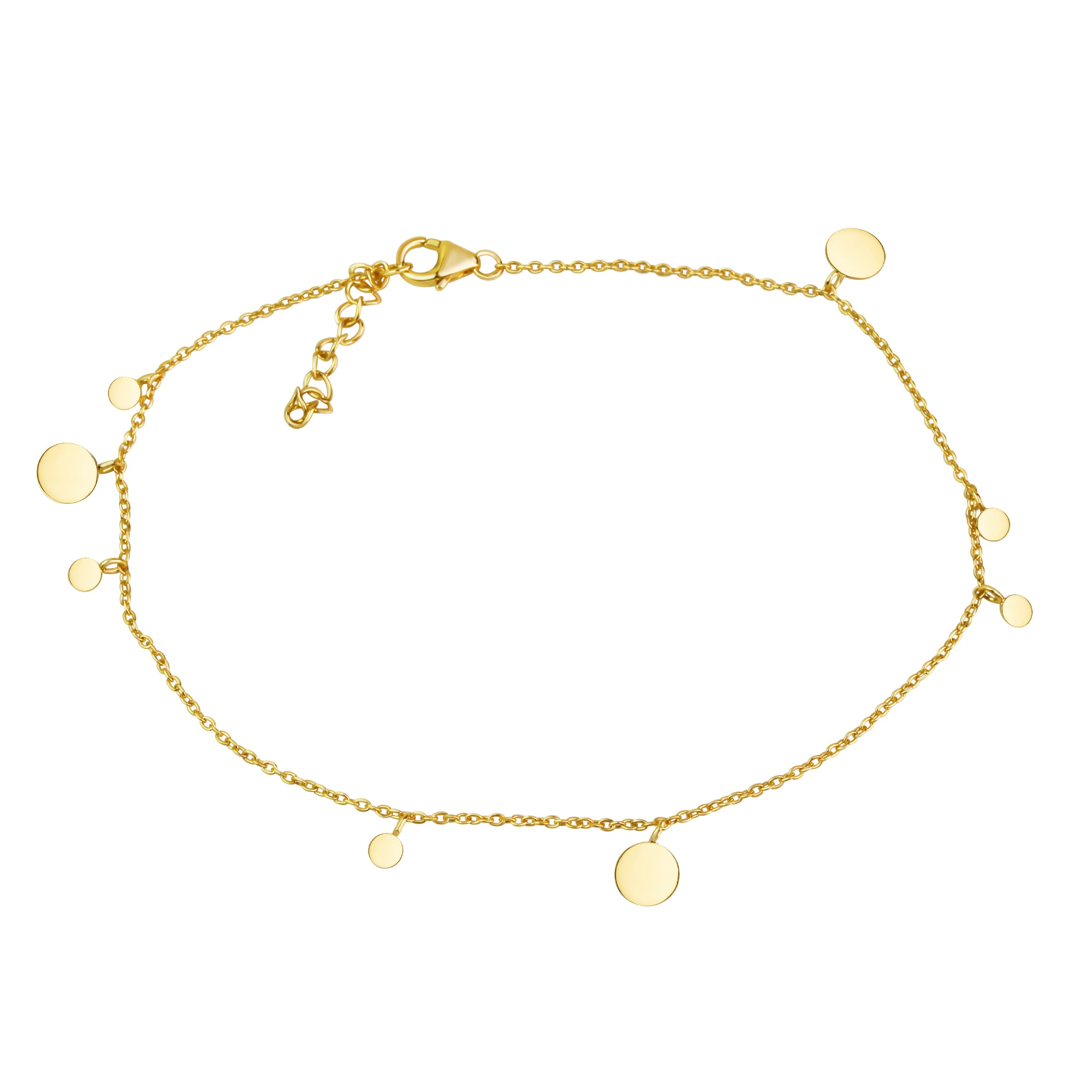 VIVANCE Fußkette »925/- Sterling Silber vergoldet Plättchen« gelb 23+3cm Filigrane Fußkette aus 925/- Sterling Silber vergoldet