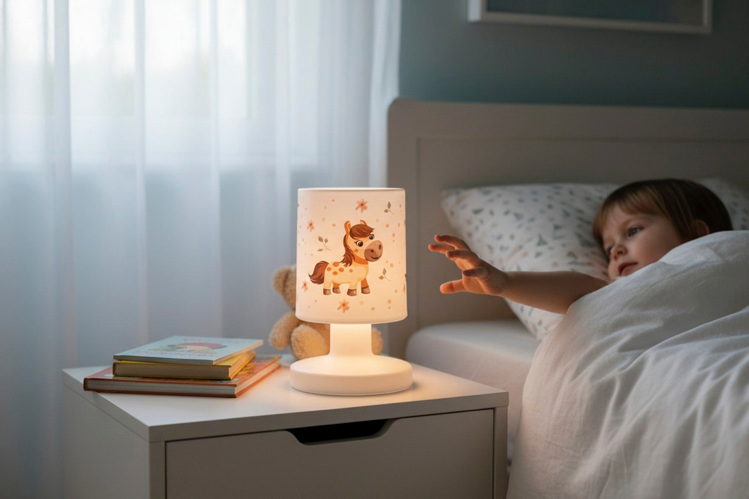 niermann LED Nachttischlampe »Kinderlampe mit Motiv "Pony Paula", Akku-Leuchte für Kinderzimmer« LED-Modul 1 Stk. Warmweiß kabellos nutzbar, per USB aufladbar