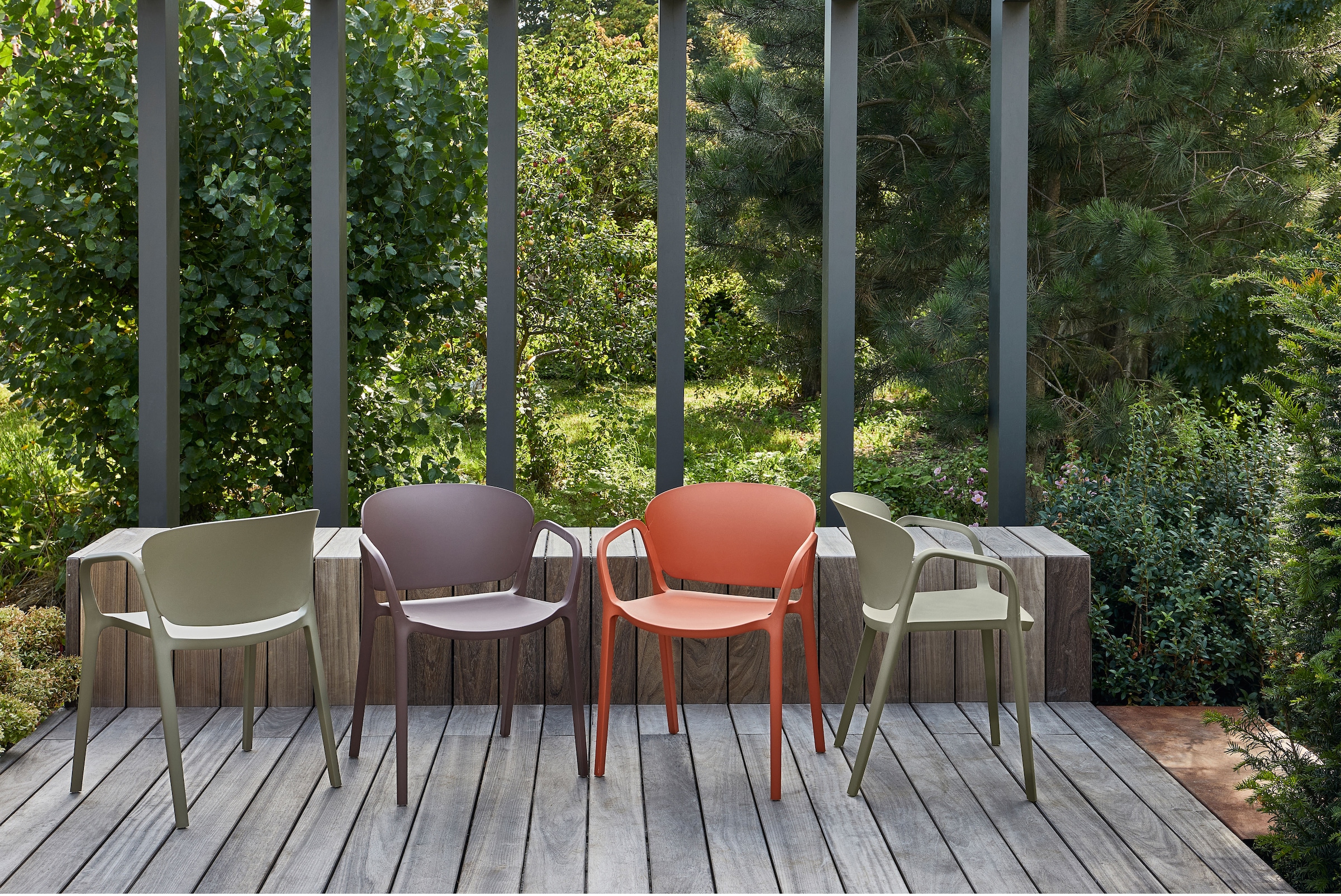 WOOOD Esszimmerstuhl »Bent Polypropylen stapelbar für In- und Outdoor, H 75 x B 57 x T 56 cm« () (Set, 2 St) Tragkraft 150 kg, wasserabweisendes, fertig montiert