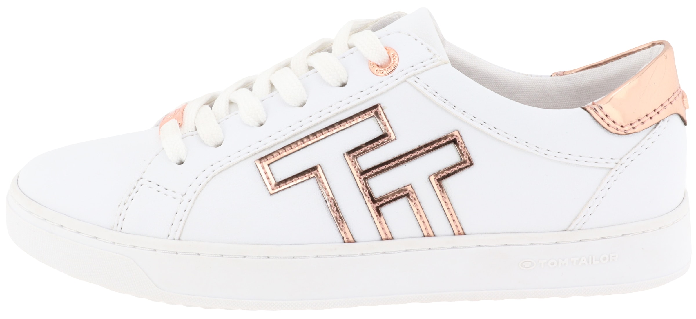 TOM TAILOR Plateausneaker, Kontrastbesatz in Metallicoptik, Freizeitschuh, Halbschuh, Schnürschuh