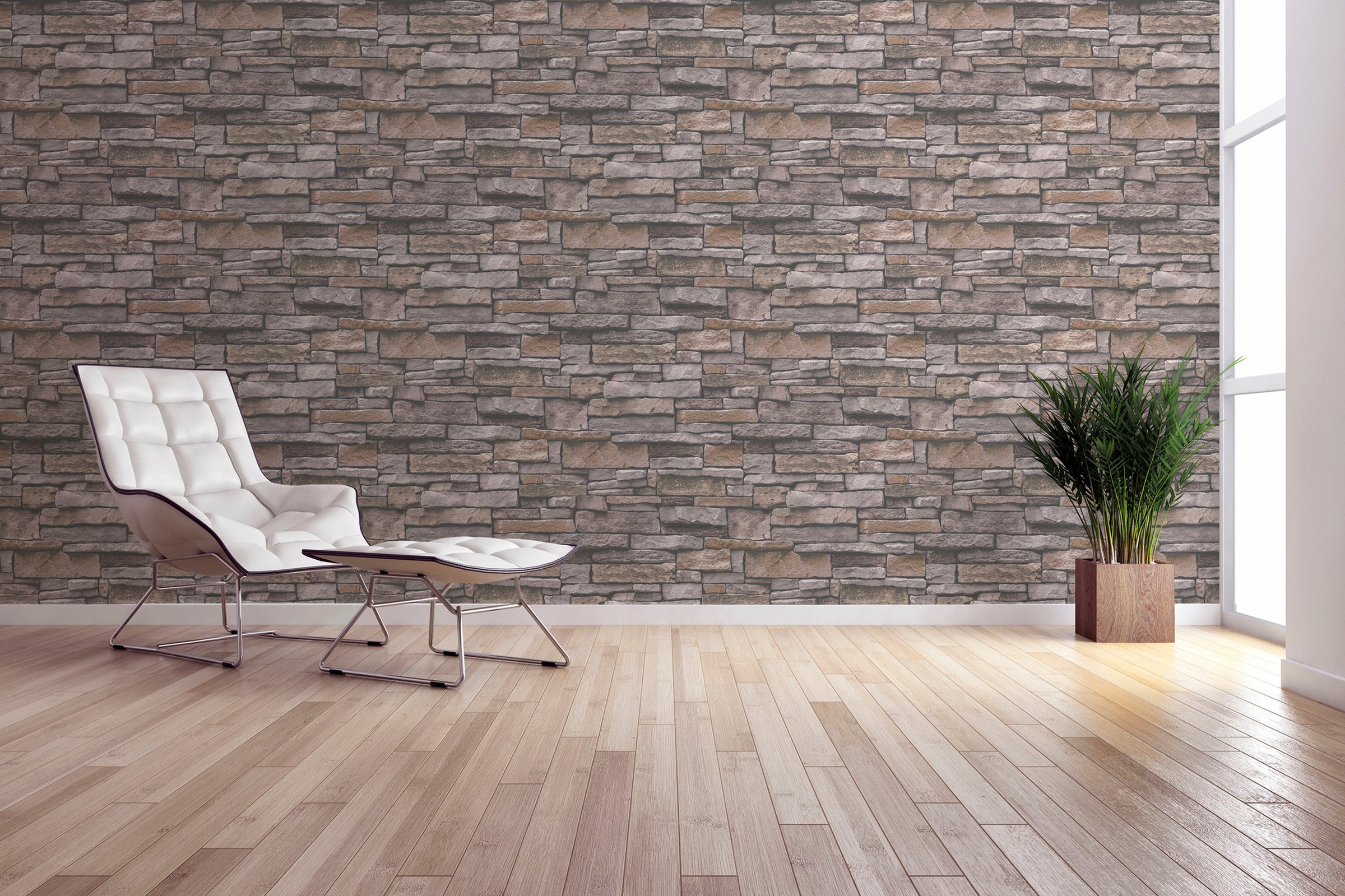 A.S. Création Vliestapete »Terra Steintapete«, matt-gemustert-neutral, Steinoptik Steinwand Naturstein-Tapete 3D-optik Tapeten Wohnzimmer