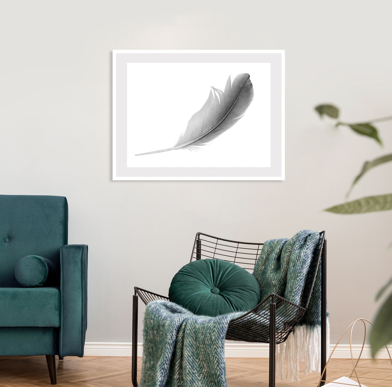 queence Bild »Madita«, Federn-Kunst-Schwarz-Weiß, HD Premium Poster-Druck i günstig online kaufen