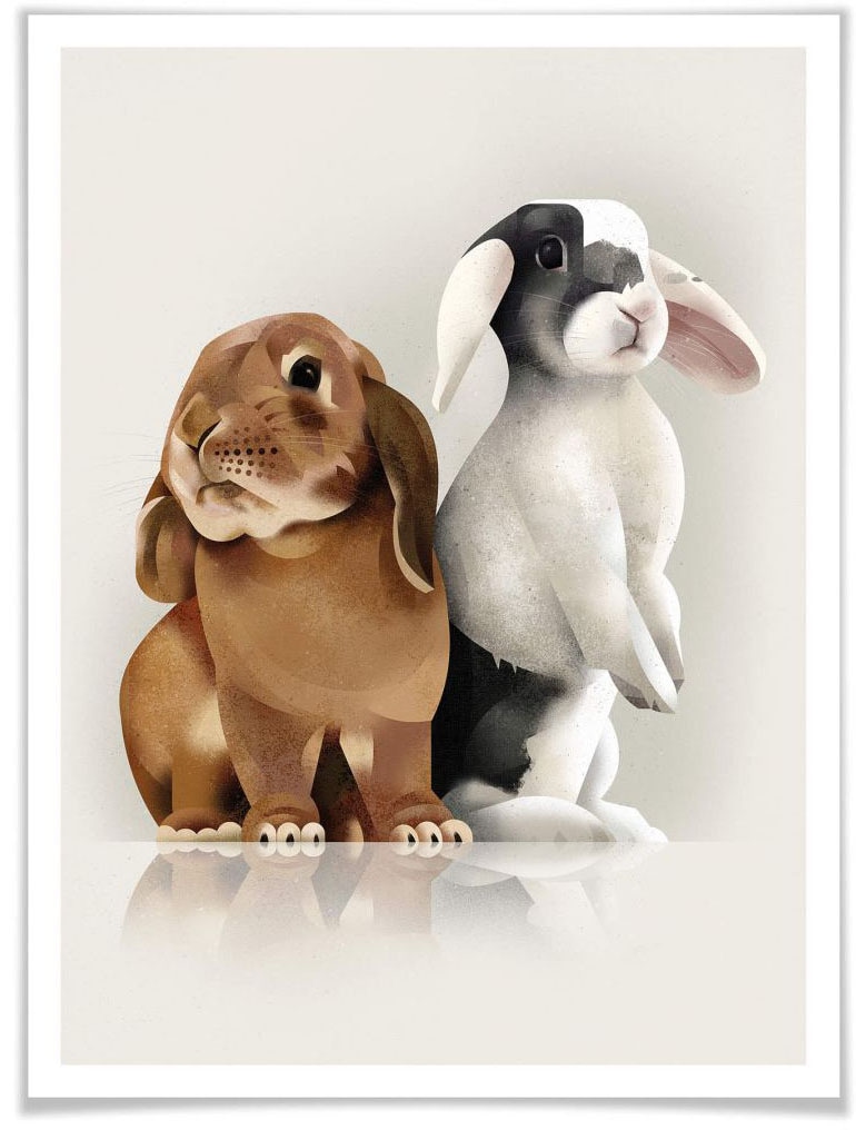 Wall-Art Poster »Bunny Love«, Schriftzug, (1 St.), Poster ohne Bilderrahmen günstig online kaufen