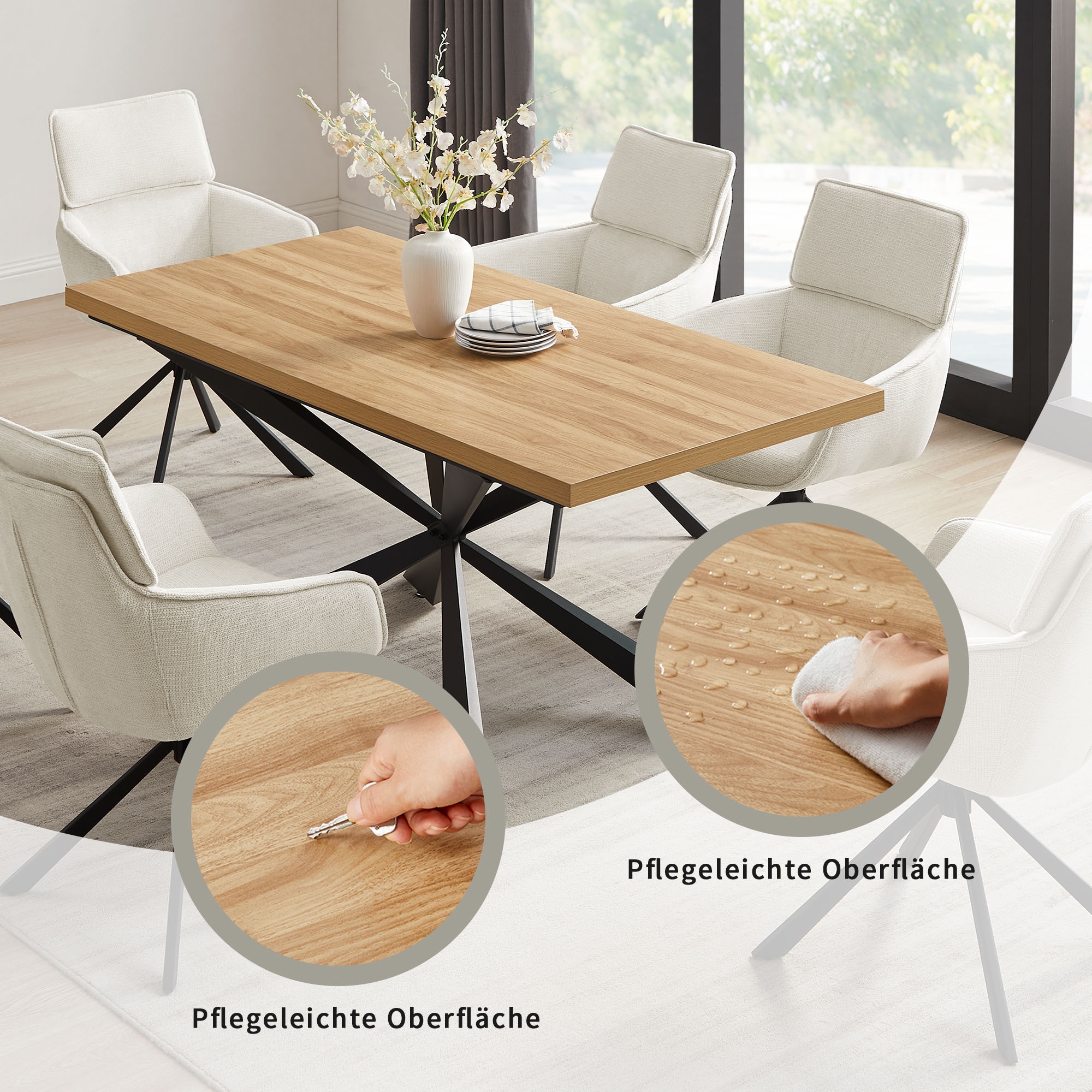 OTTO home Essgruppe »Cusey, besteht aus einem Esstisch und vier Stühlen« Se günstig online kaufen