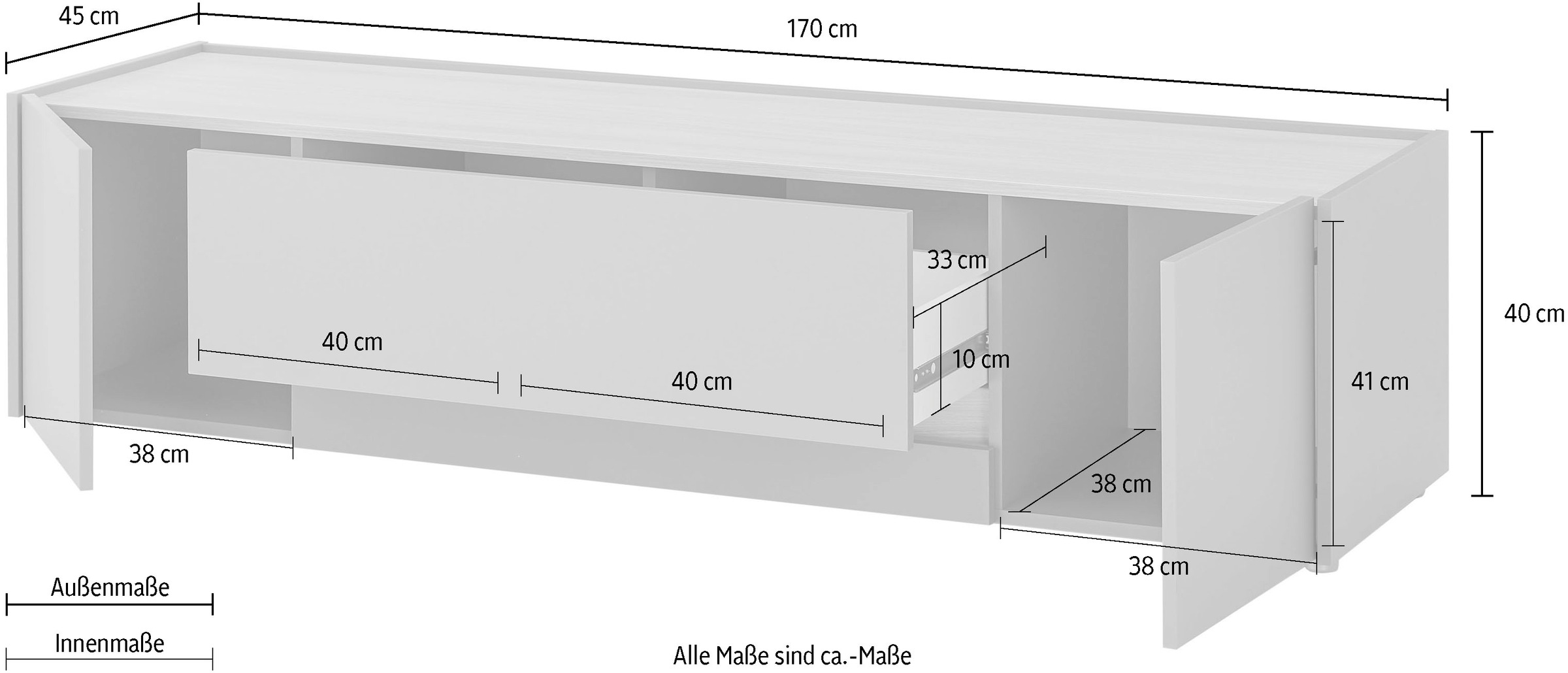INOSIGN Lowboard »City/Giron, moderner TV-Schrank, Kommode, TV-Unterschrank«, zeitlos, modern, ausreichend Stauraum, vielseitig einsetzbar