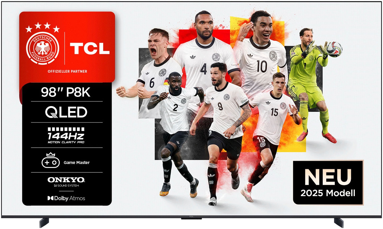 TCL QLED-Fernseher »98P81K« 248 cm/98 ′′ Smart-TV 144Hz, Multi-HDR, Dolby Vision, Game Master, Smart TV, Apple TV, ONKYO schwarz Smart TV: Google...