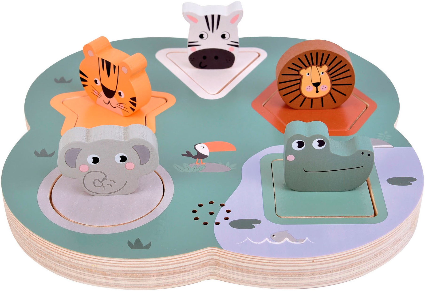 Small Foot Steckspielzeug »Steckpuzzle Safari Tierlaute 3D« mit Geräuschfunktion