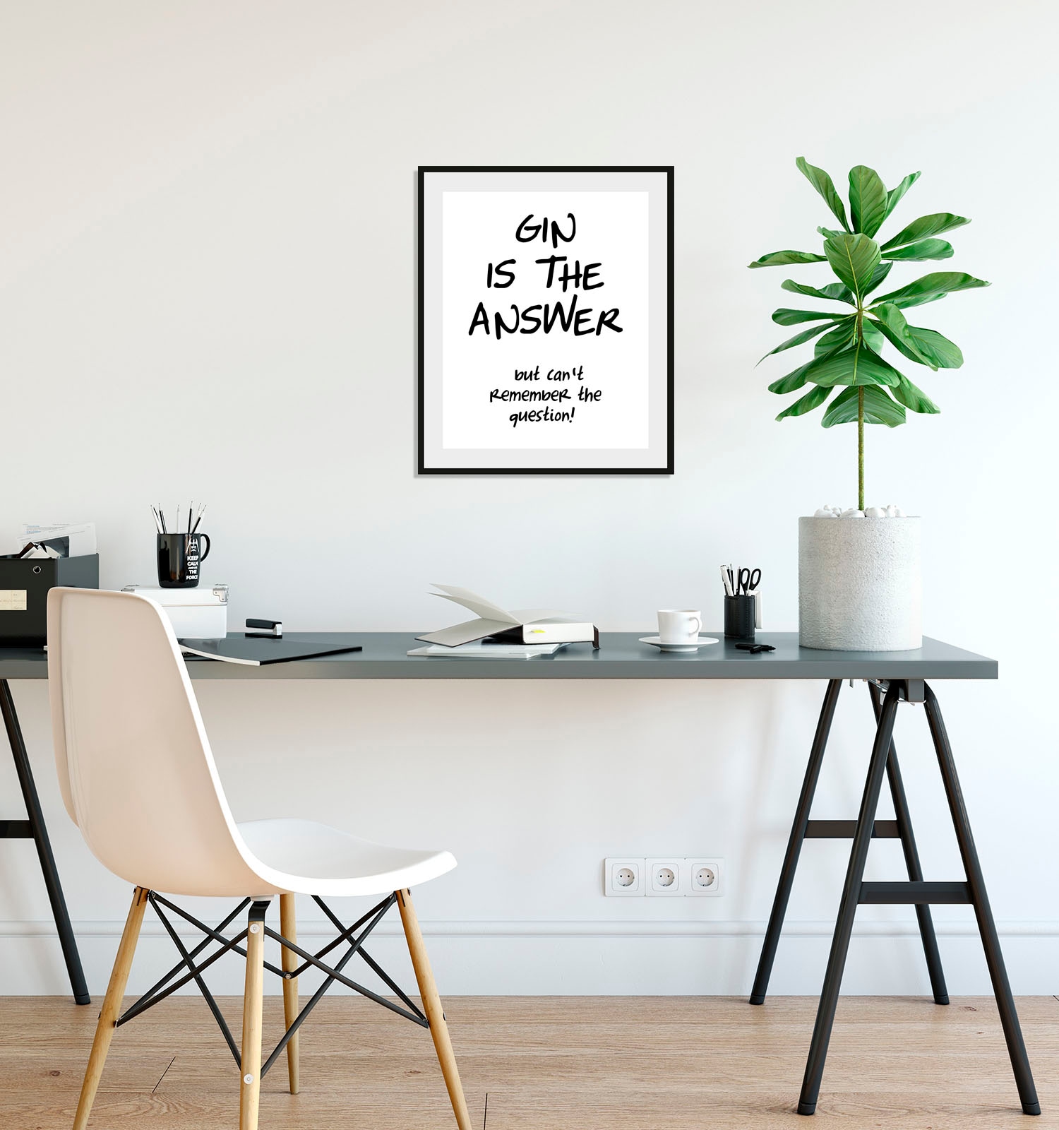 queence Bild »GIN IS THE ANSWER«, Schriftzug-Humor-Sprüche & Texte-Schwarz- günstig online kaufen