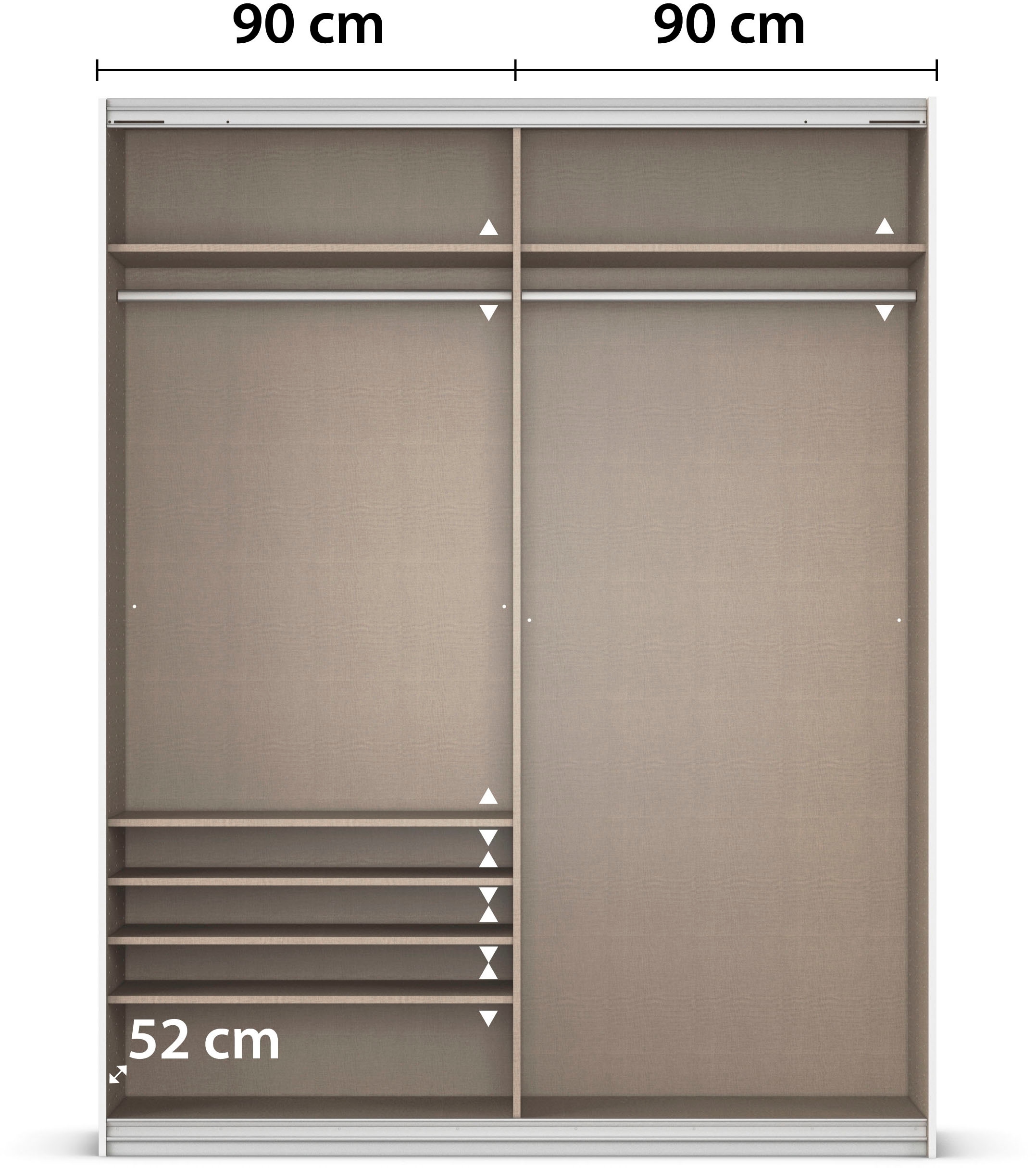 INOSIGN BY RAUCH Schwebetürenschrank »Kleiderschrank Schrank Garderobe Schlafzimmerschrank THANOS«, (in 3 verschiedenen Ausstattungen BASIC/CLASSIC/PREMIUM), Optional mit Spiegel, Metall-Griffleisten alufarben MADE IN GERMANY