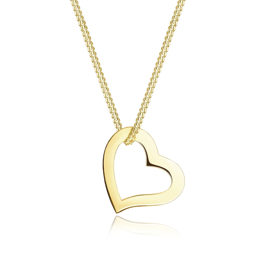 Elli Premium Kette mit Anhänger »Herz Liebe Filigran 375 Gelbgold«