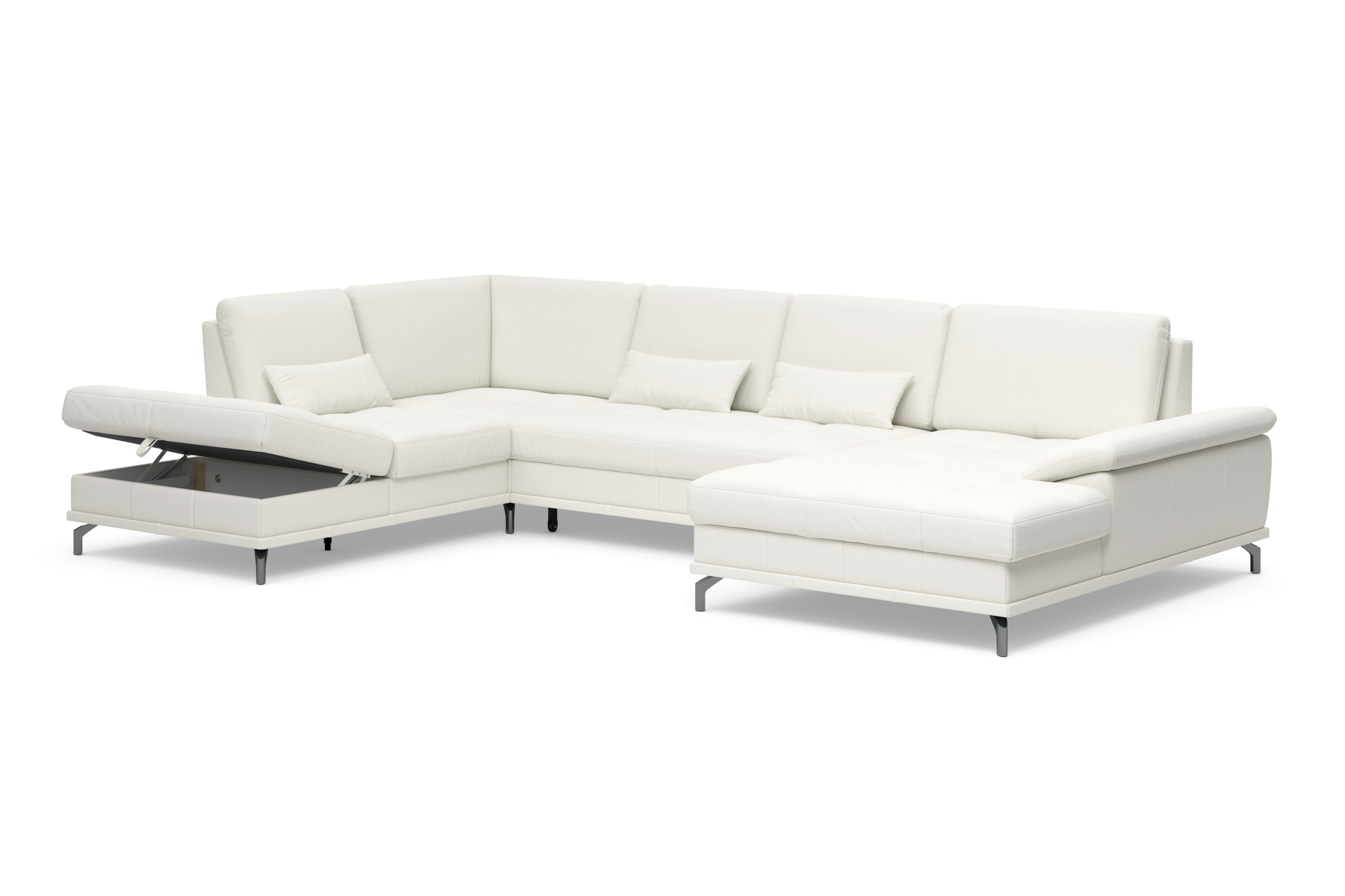 Places of Style Wohnlandschaft »Costello U-Form, mit Sitztiefenverstellung, Armteilverstellung und«, 3 Nierenkissen, optional Bettfunktion und Bettkasten