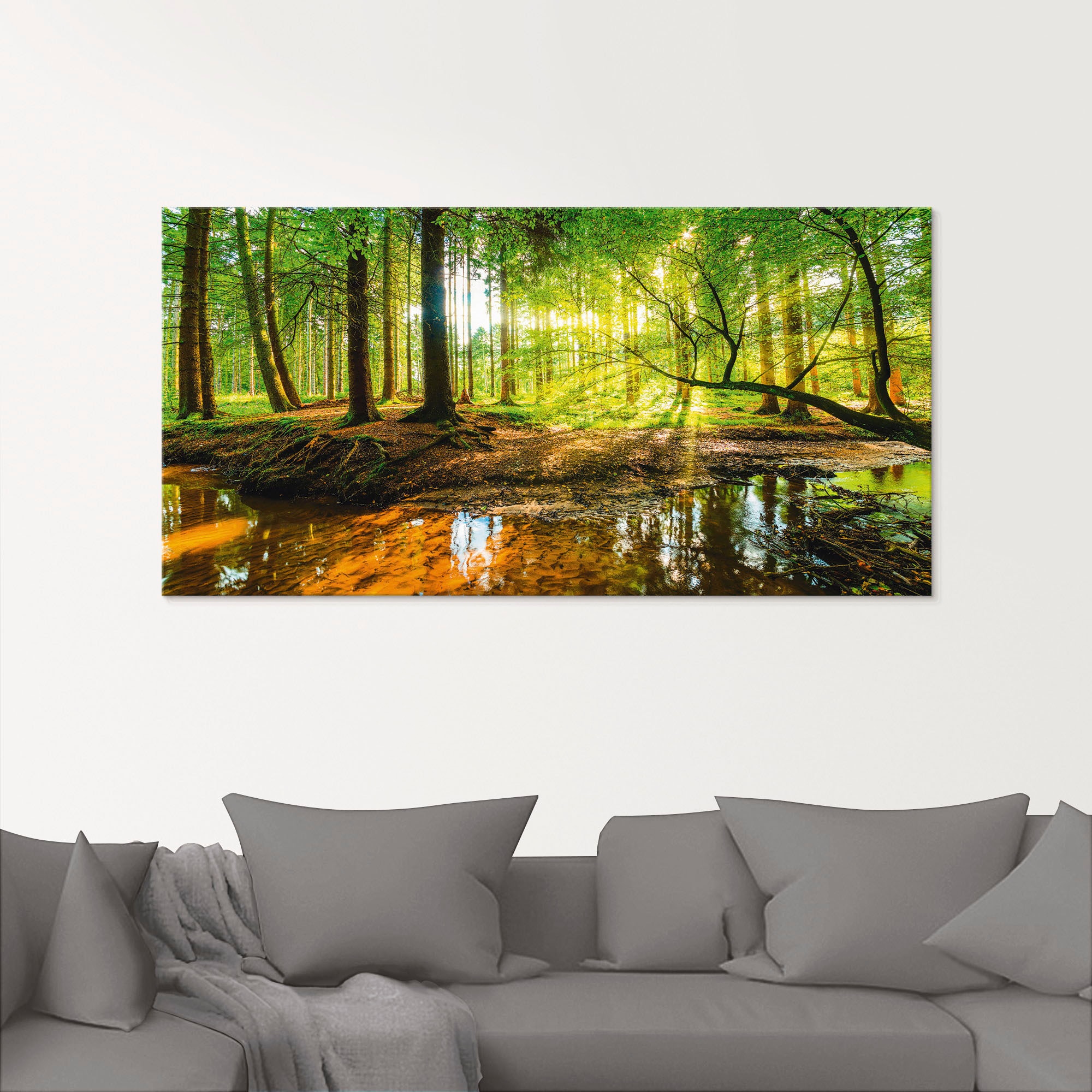 Artland Glasbild "Wald mit Bach", Wald, (1 St.), in verschiedenen Größen günstig online kaufen