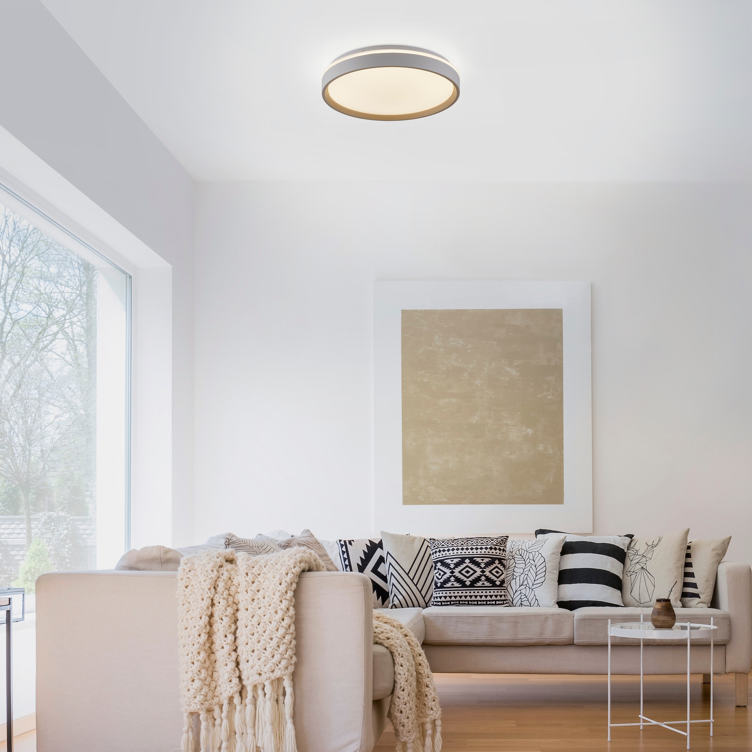 JUST LIGHT LED Deckenleuchte »MIO« LED-Board 1 Stk. warmweiß - kaltweiß CCT-Farbtemperatursteuerung, Infrarot-FB, Stufenlos dimmbar, Memory