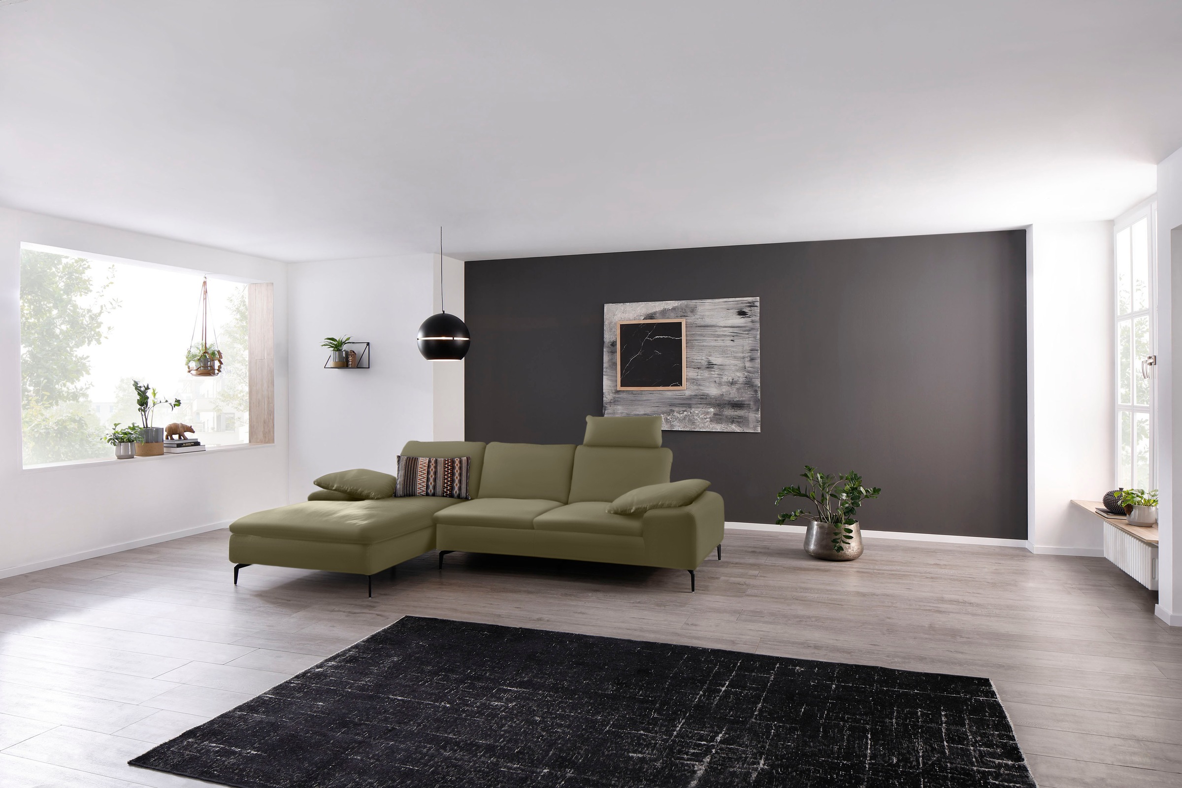 W.SCHILLIG Ecksofa »valentinoo, Designsofa, bequem, elegant und zeitlos, L-Form«, (Set), inklusive Hocker, mit Sitztiefenverstellung, Breite 299 cm
