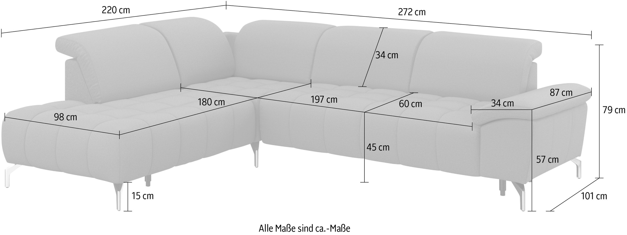 sit&more Ecksofa »Cool L-Form«, wahlweise mit Kopfteilverstellung und Vorziehsitz motorisch