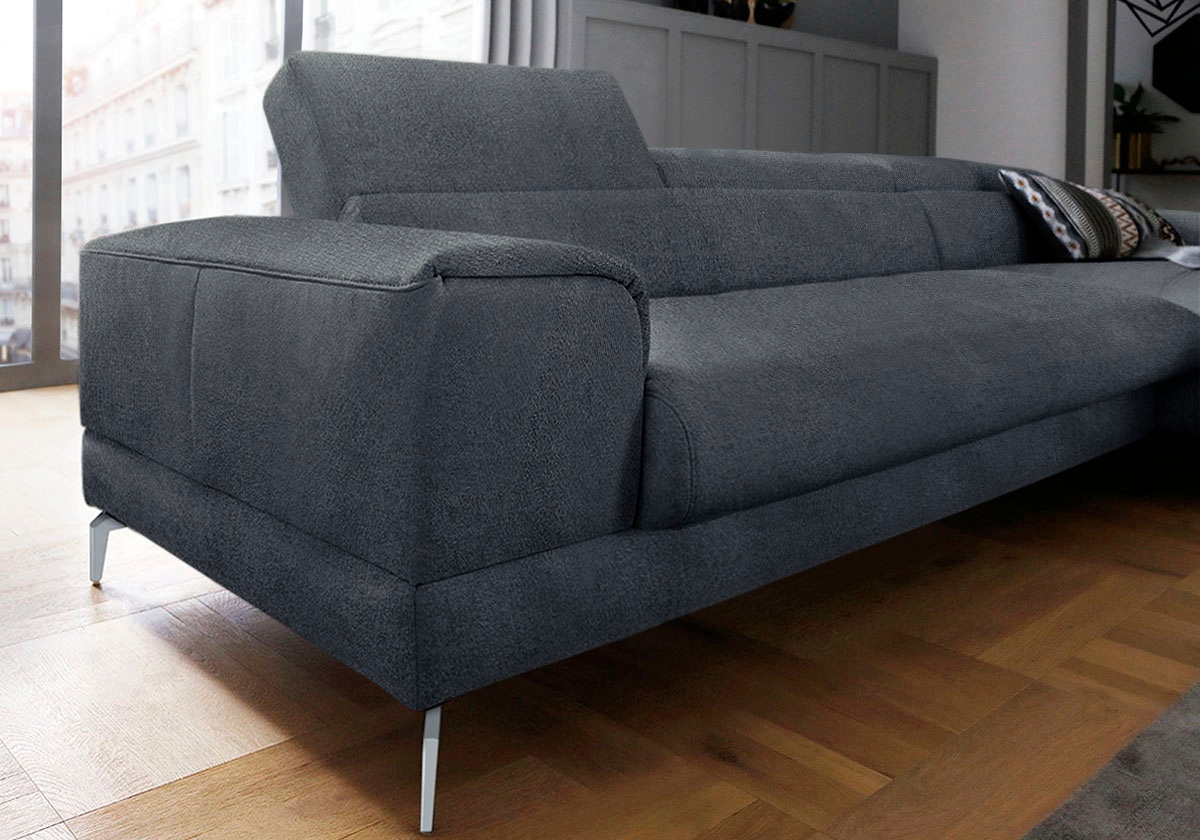 W.SCHILLIG Ecksofa »piedroo, Designsofa mit tollem Sitzkomfort, bequem und elegant, L-Form«, Kopfteilverstellung, wahlweise mit Sitztiefenverstellung, Breite 343cm
