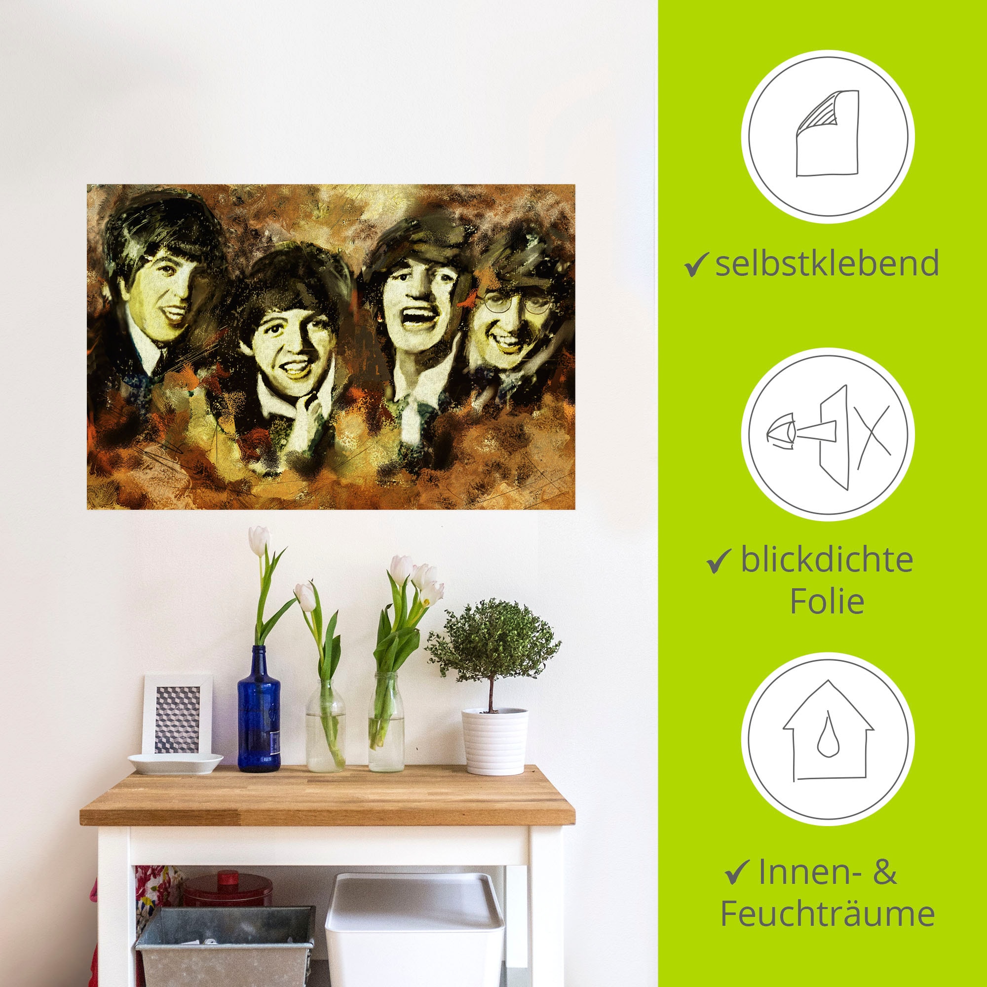 Artland Wandbild »Beatles«, Bilder von berühmten Musikern, (1 St.), als Leinwandbild, Wandaufkleber in verschied. Größen