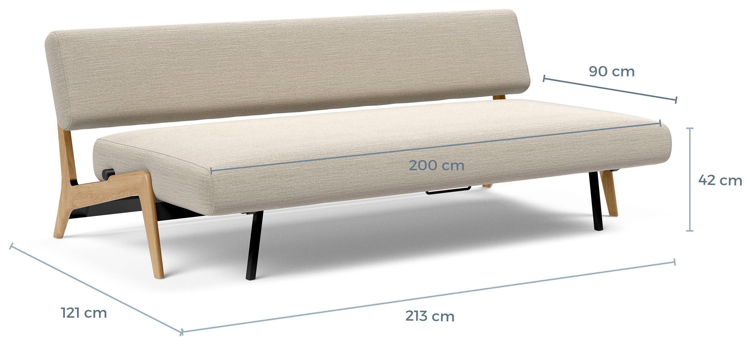 INNOVATION LIVING ™ 3-Sitzer »Nolis Retro Design, hochwertig, sehr bequem, Breite 213cm, Sitzvorzug« Große einheitliche Siztfläche, 60er Jahre Design neu aufgesetzt