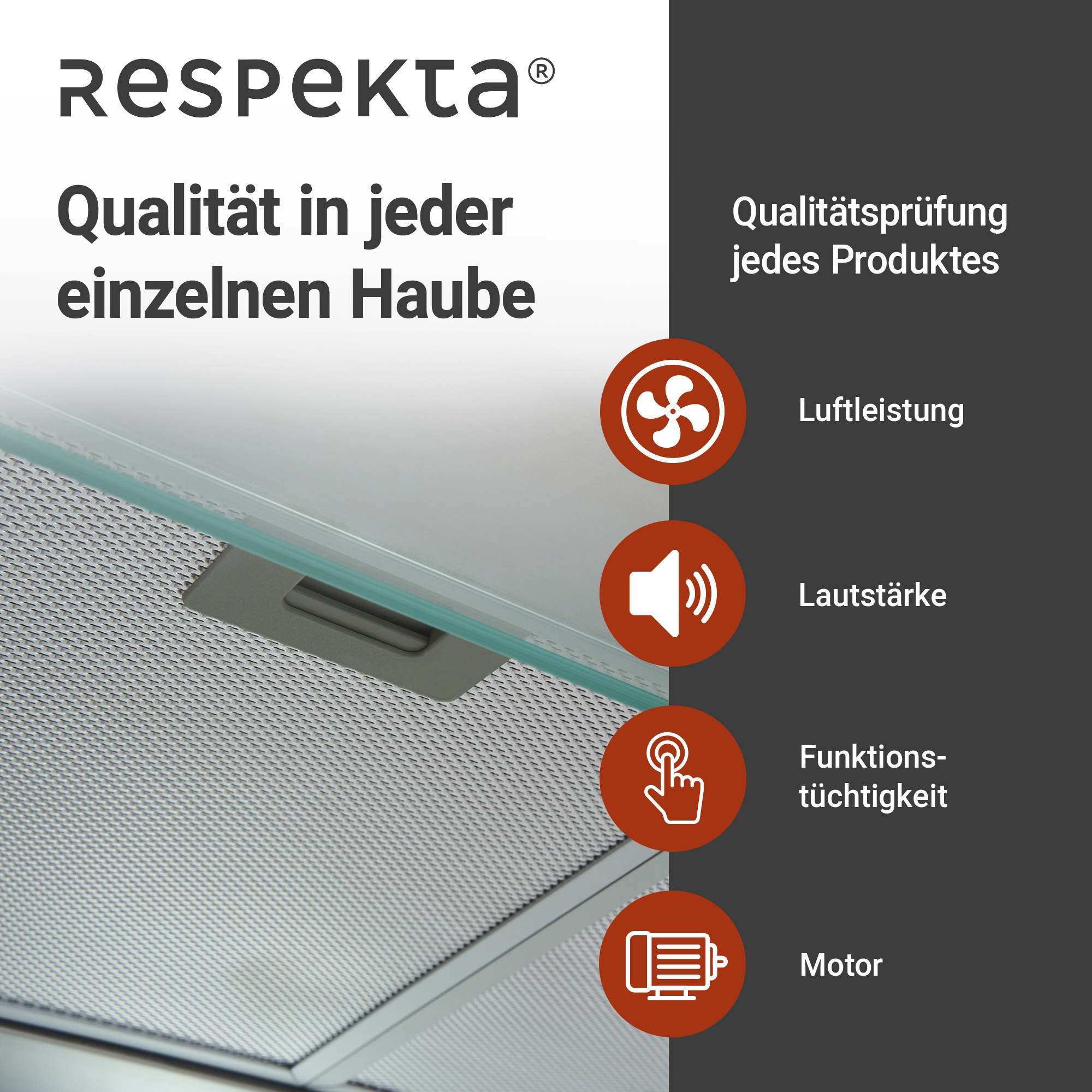 RESPEKTA Unterbauhaube »CH 1259 IXC N«, Serie Tilla, 60 cm, 3 Leistungsstufen, LED-Beleuchtung, Ab- und Umluftfähig