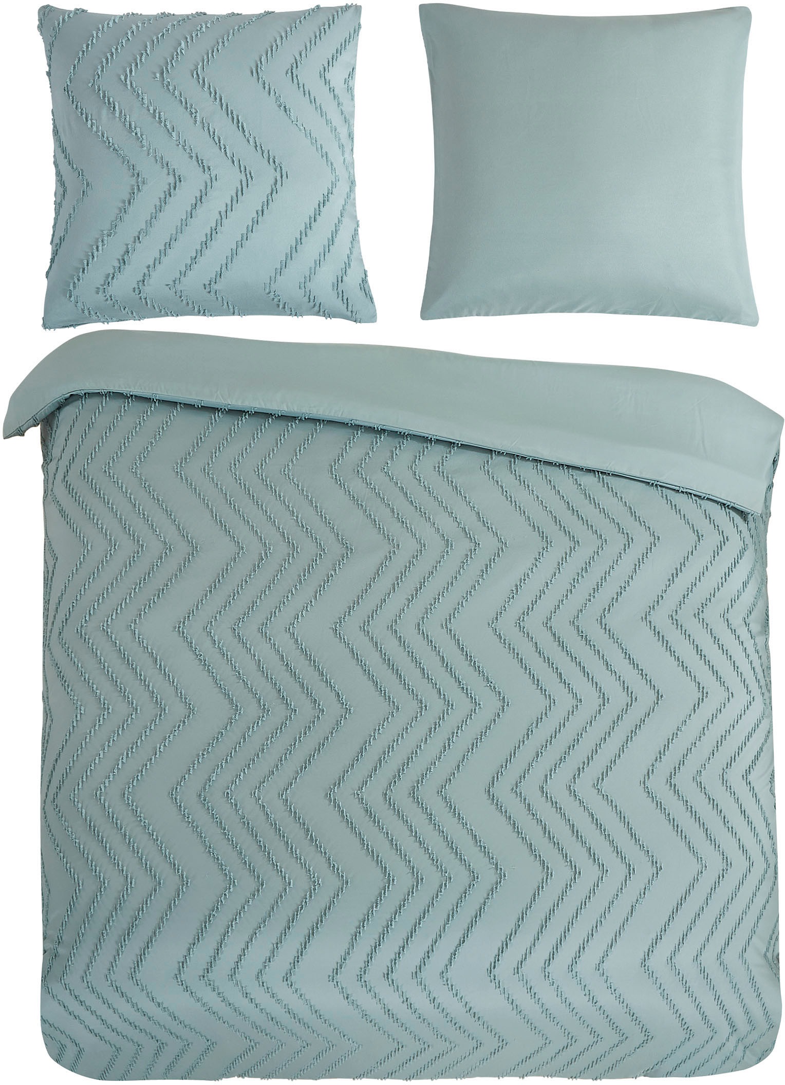 PURE luxury collection Bettwäsche »Zigzag«, Mikrofaser, 135x200, 2 Teilig, Pflegeleicht, Reißverschluss, Luxe, Uni