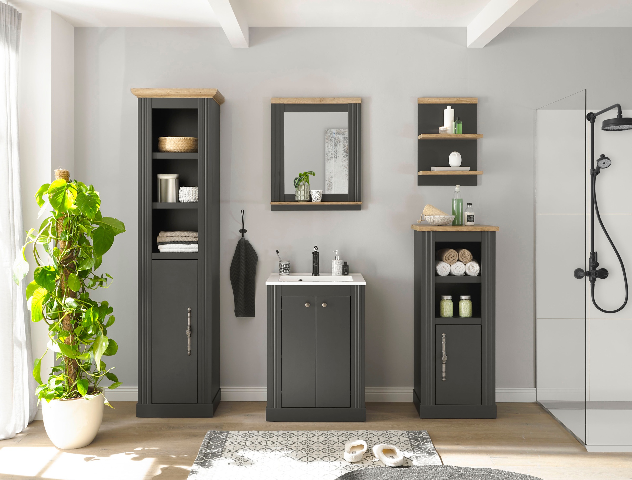 Home affaire Badmöbel-Set »WESTMINSTER, Bad im Landhausstil, 5-teiliges Bad günstig online kaufen