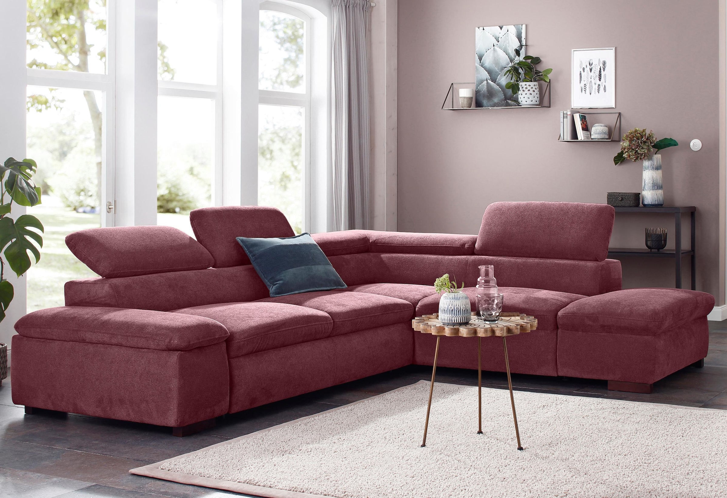 Home affaire Ecksofa »Alberto L-Form«, mit Kopfteilverstellung, wahlweise mit Bettfunktion