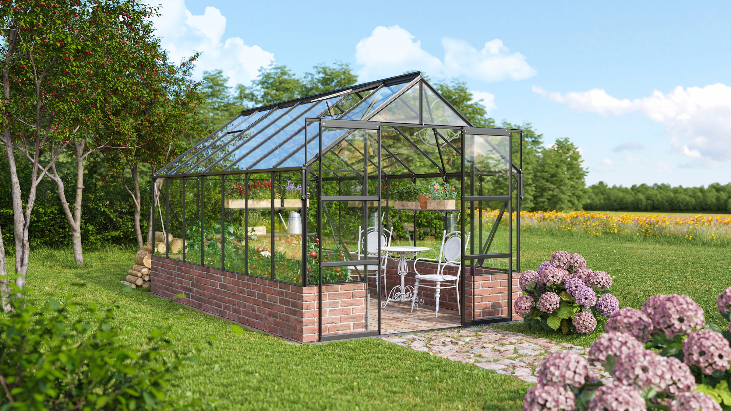 Vitavia Gewächshaus »Cassandra 11500, benötigt einen Mauersockel«, Alu-Profile, 3 mm Sicherheitsglas