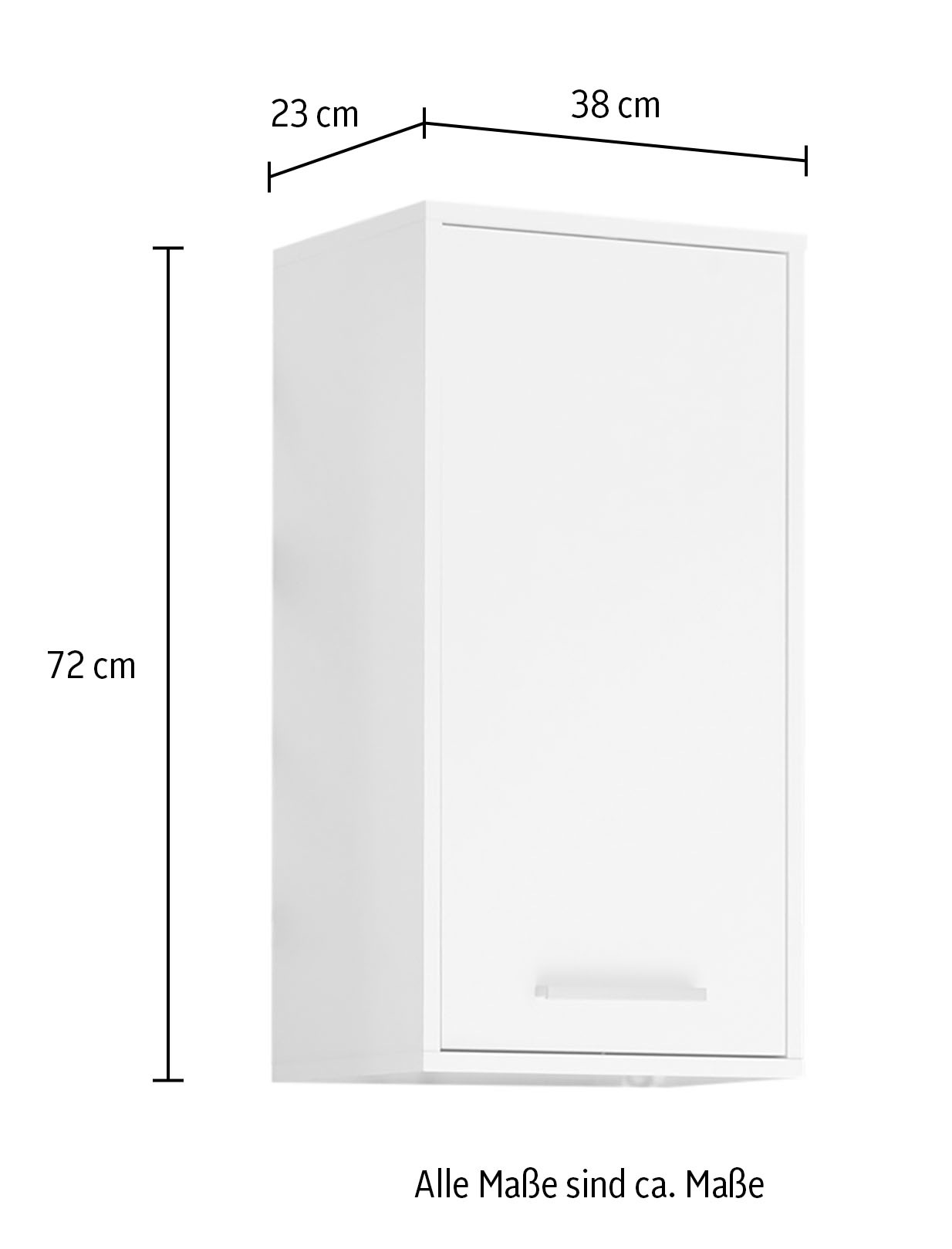 BASIC by Balculina Hängeschrank »Mila, Badezimmerschrank BxHxT 38x72x23 cm«, (1 St.), Breite 38cm, Tür L/R monierbar, FSC-Mix 70%