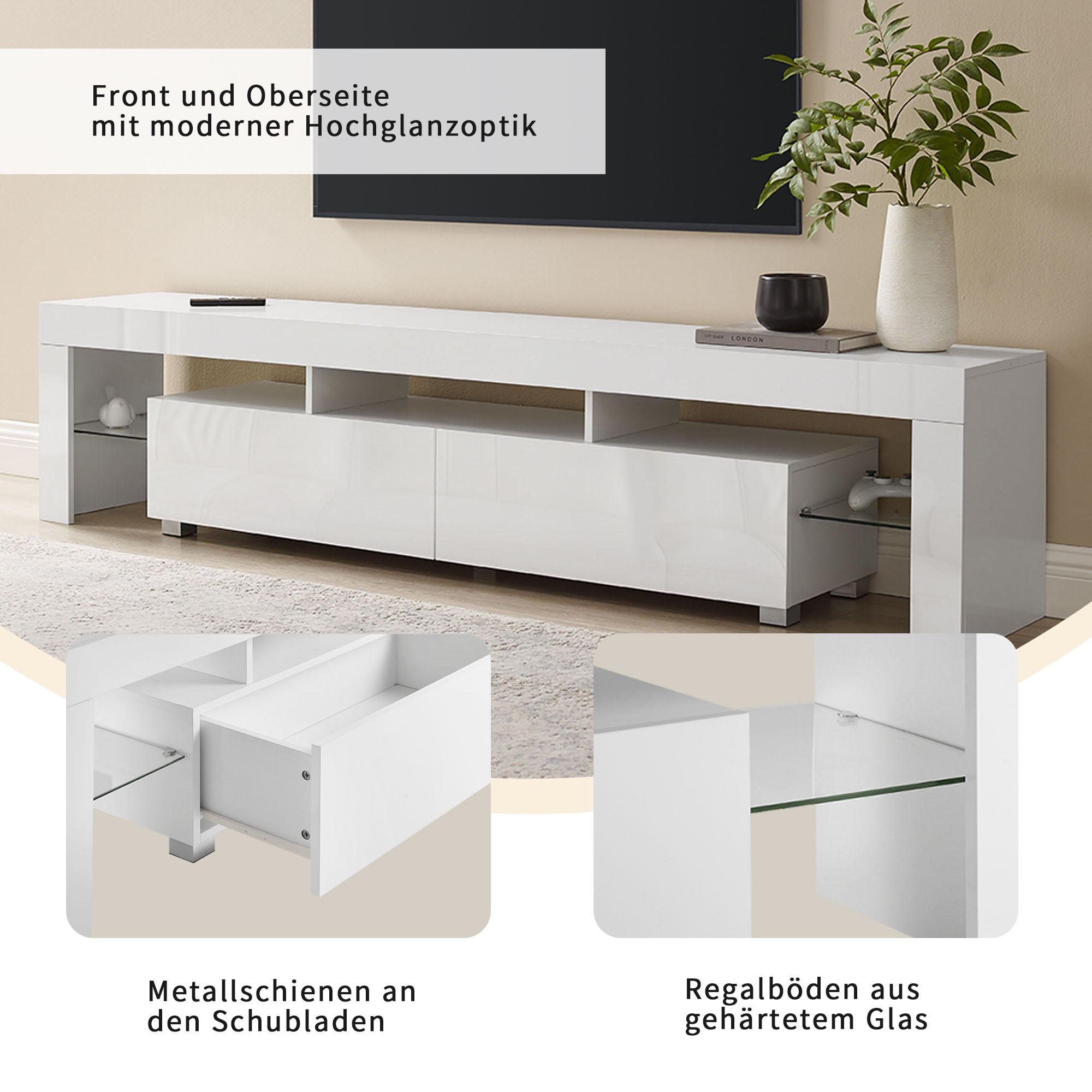 INOSIGN TV-Board »Cassy«, mit Hochglanz-Fronten, viel Stauraum und umweltfreundlichen ABS-Kanten