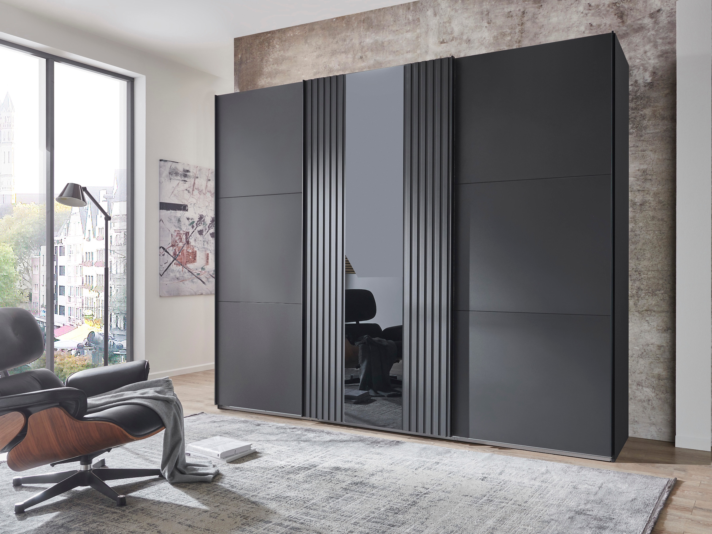 Wimex Schwebetürenschrank »Atlanta by fresh to go«, mit Akustikpaneel Optik (3D Leisten), Lamelle